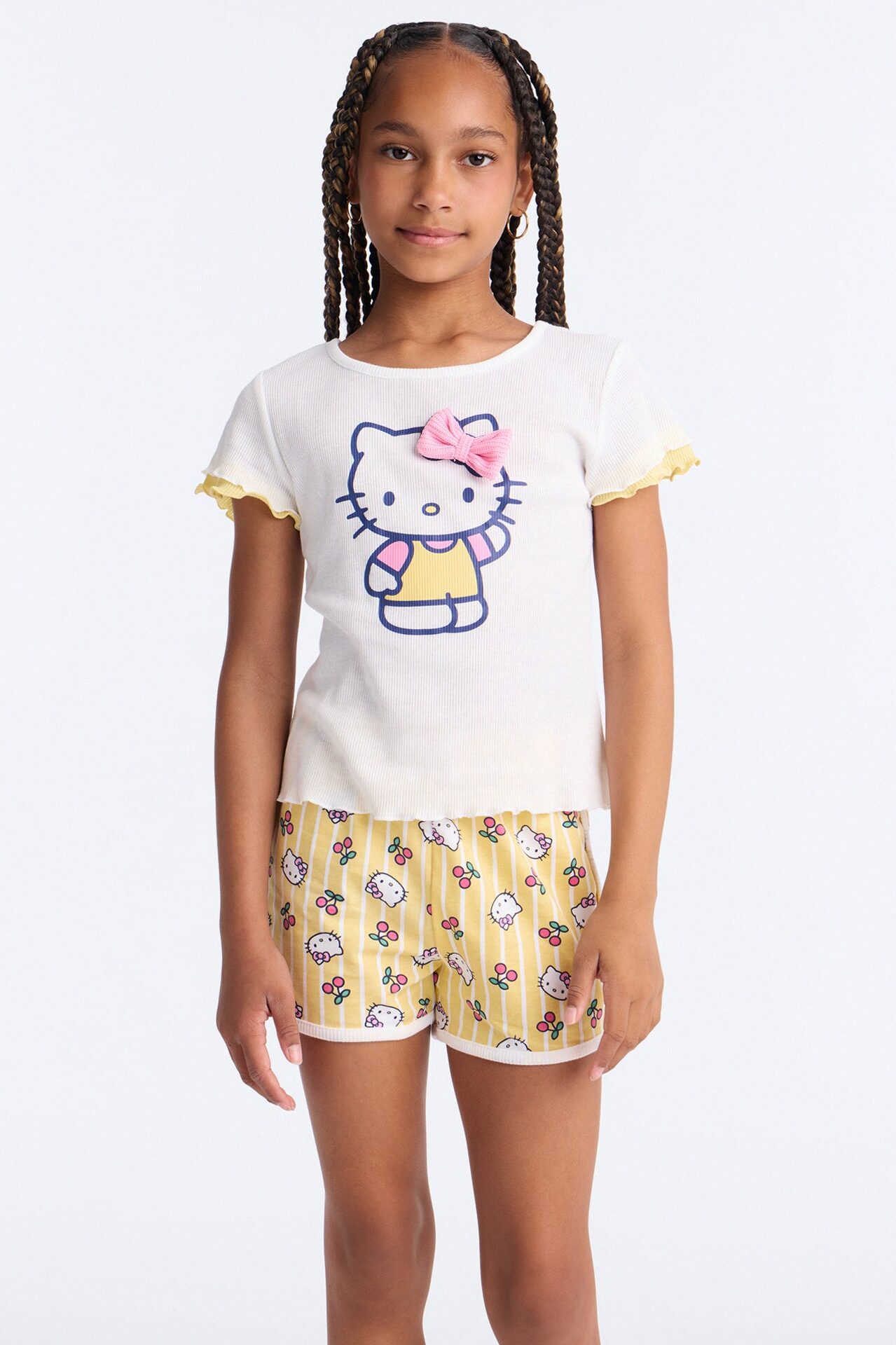 Mini Hello Kitty Cherry Cute Short Set - White/combo