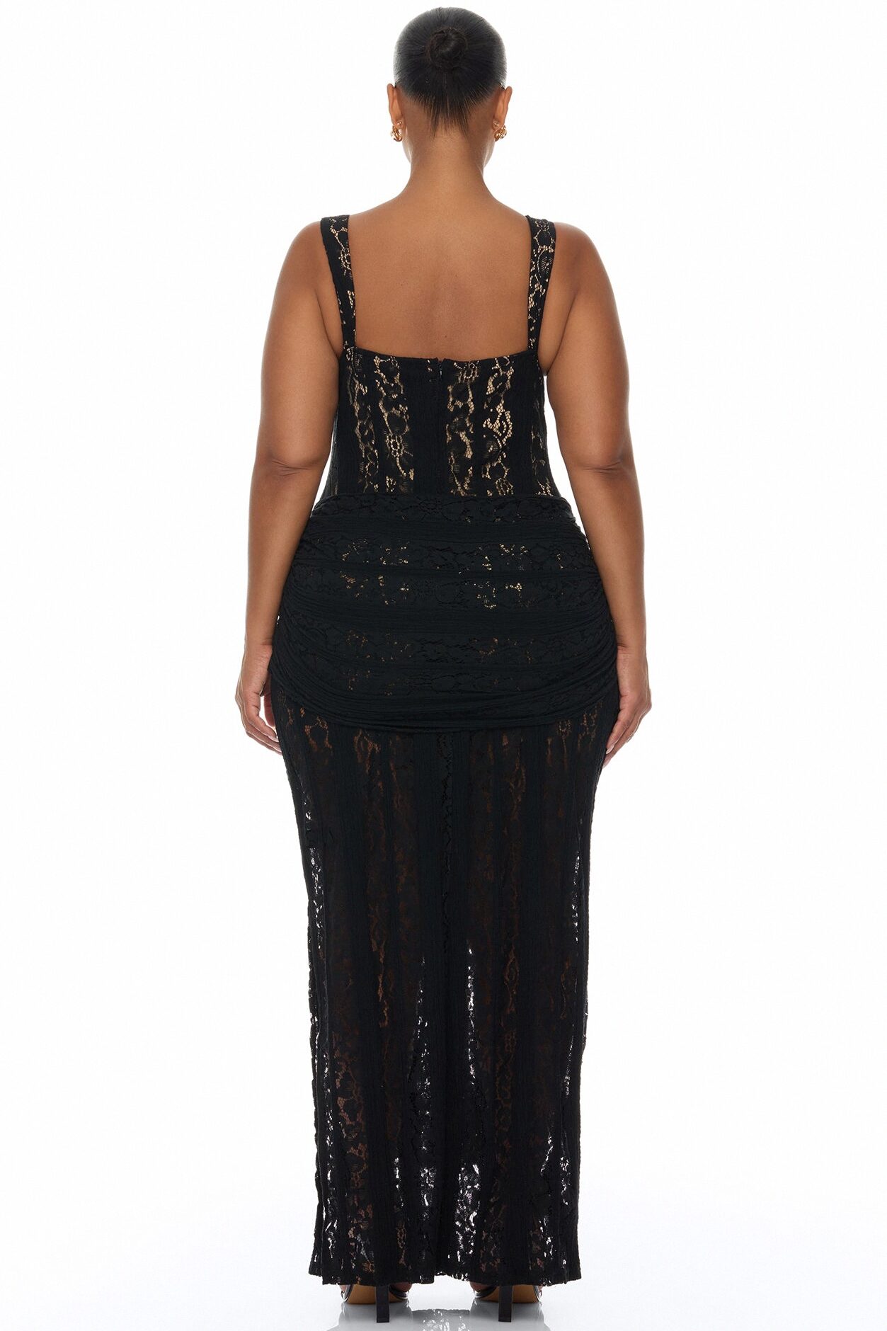 Martina Draped Lace Maxi Dress - Black