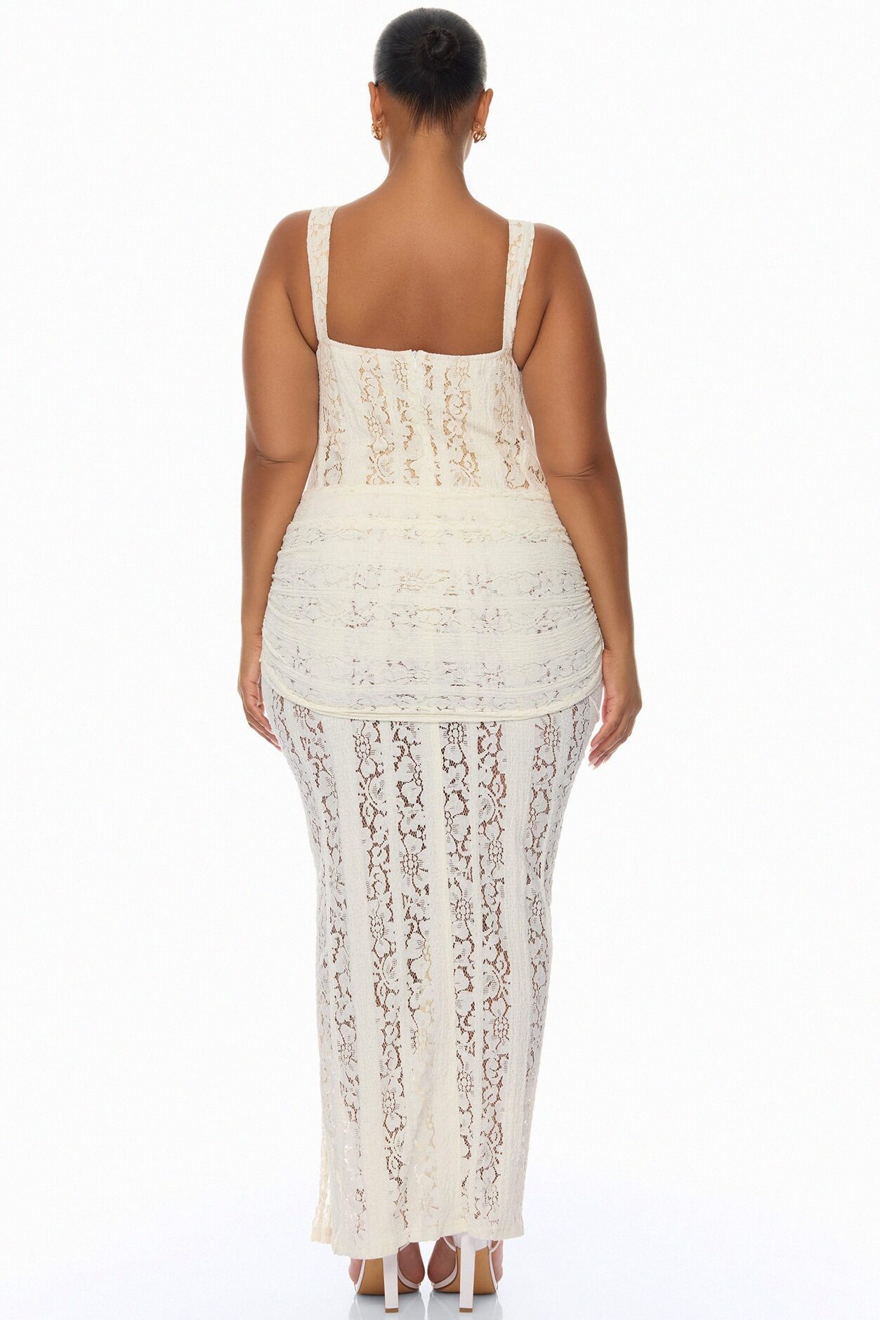 Martina Draped Lace Maxi Dress - Ivory