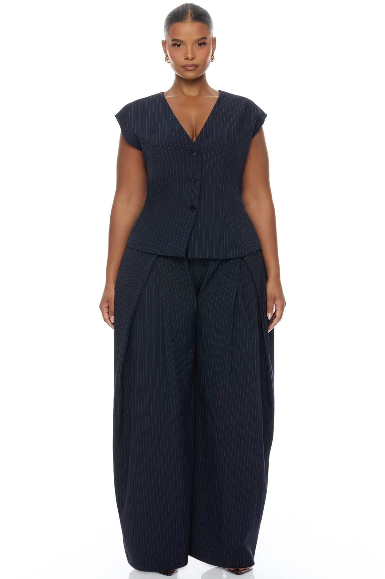 Zaya Wide Leg Pant Set - Navy/combo