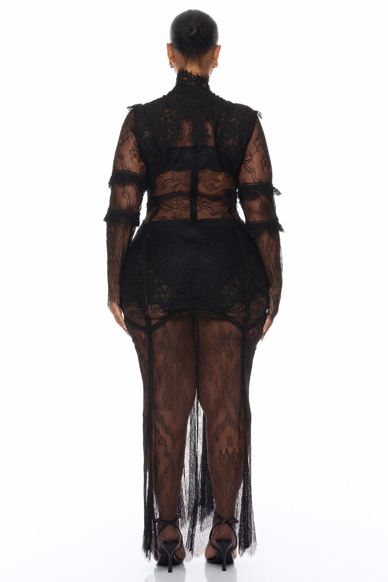 Lana Sheer Lace Maxi Dress - Black