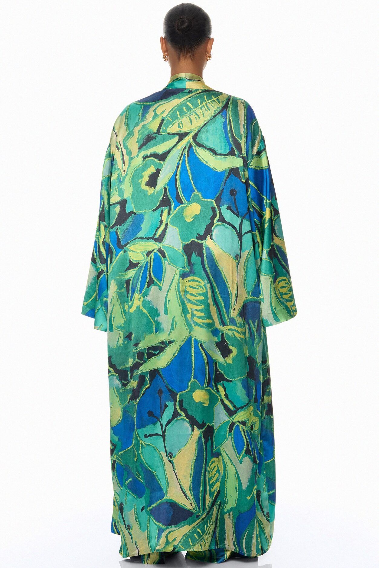 Pure Luxury 3 Piece Satin Kimono Set - Green/combo