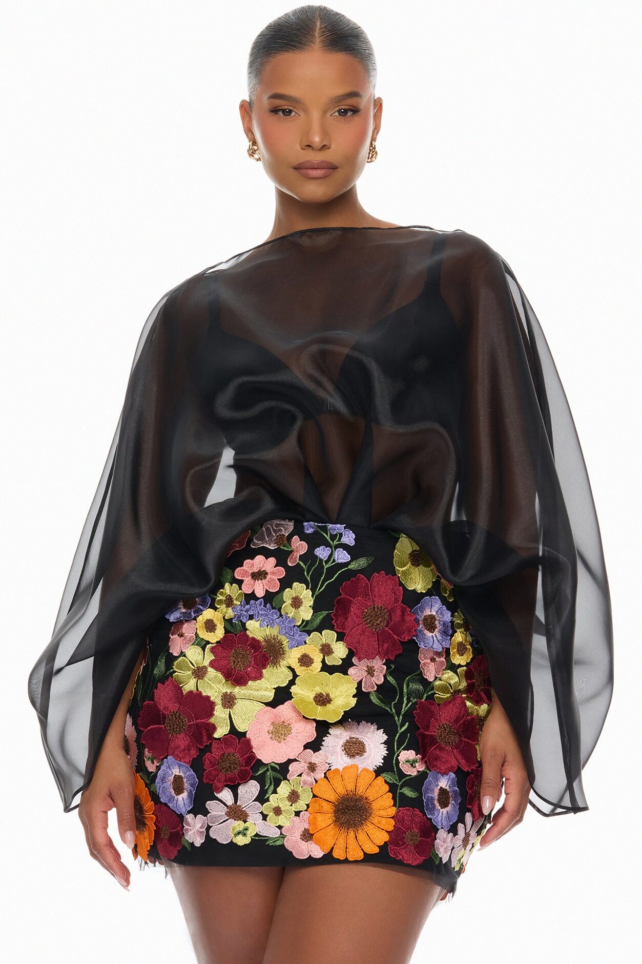 Fall In Love Taffeta Skirt Set - Black/combo