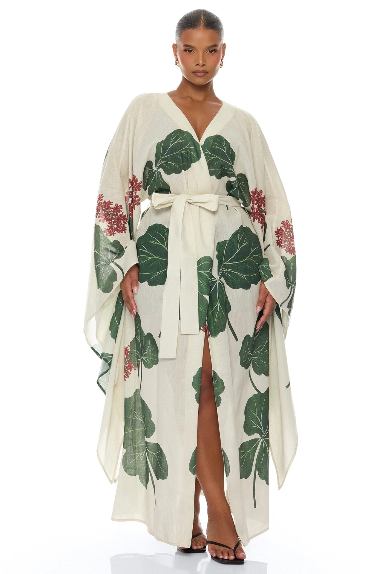 Tropic Getaway Linen Kimono - Ivory/combo