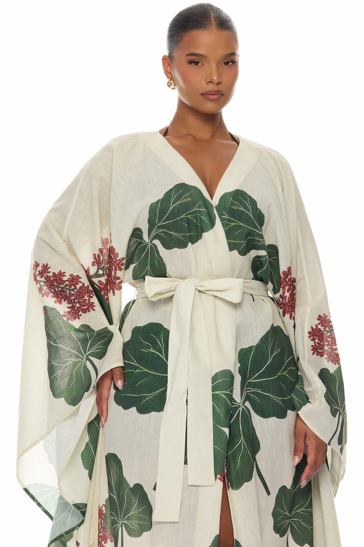 Tropic Getaway Linen Kimono - Ivory/combo