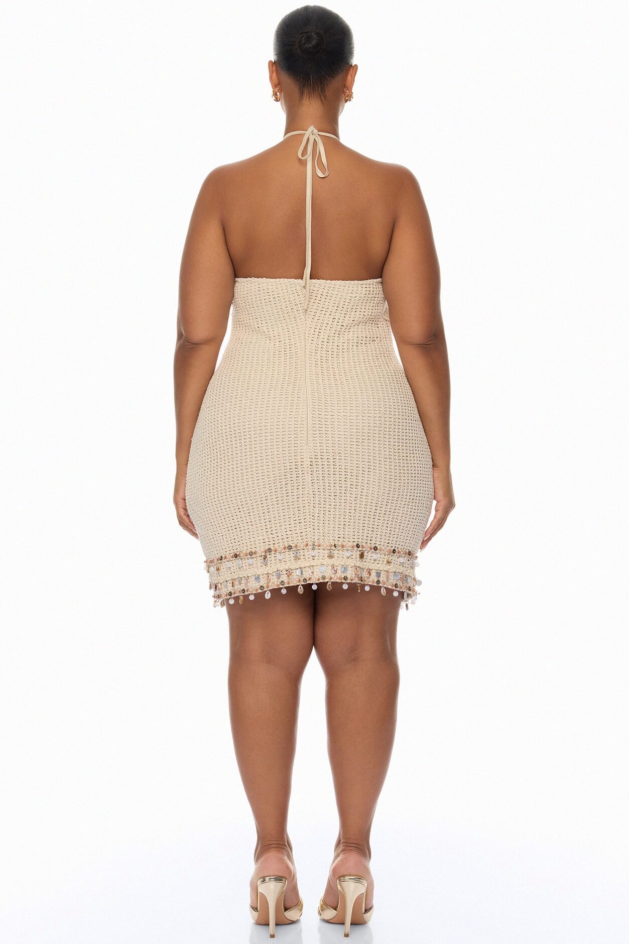 Coastal Sands Crochet Mini Dress - Sand