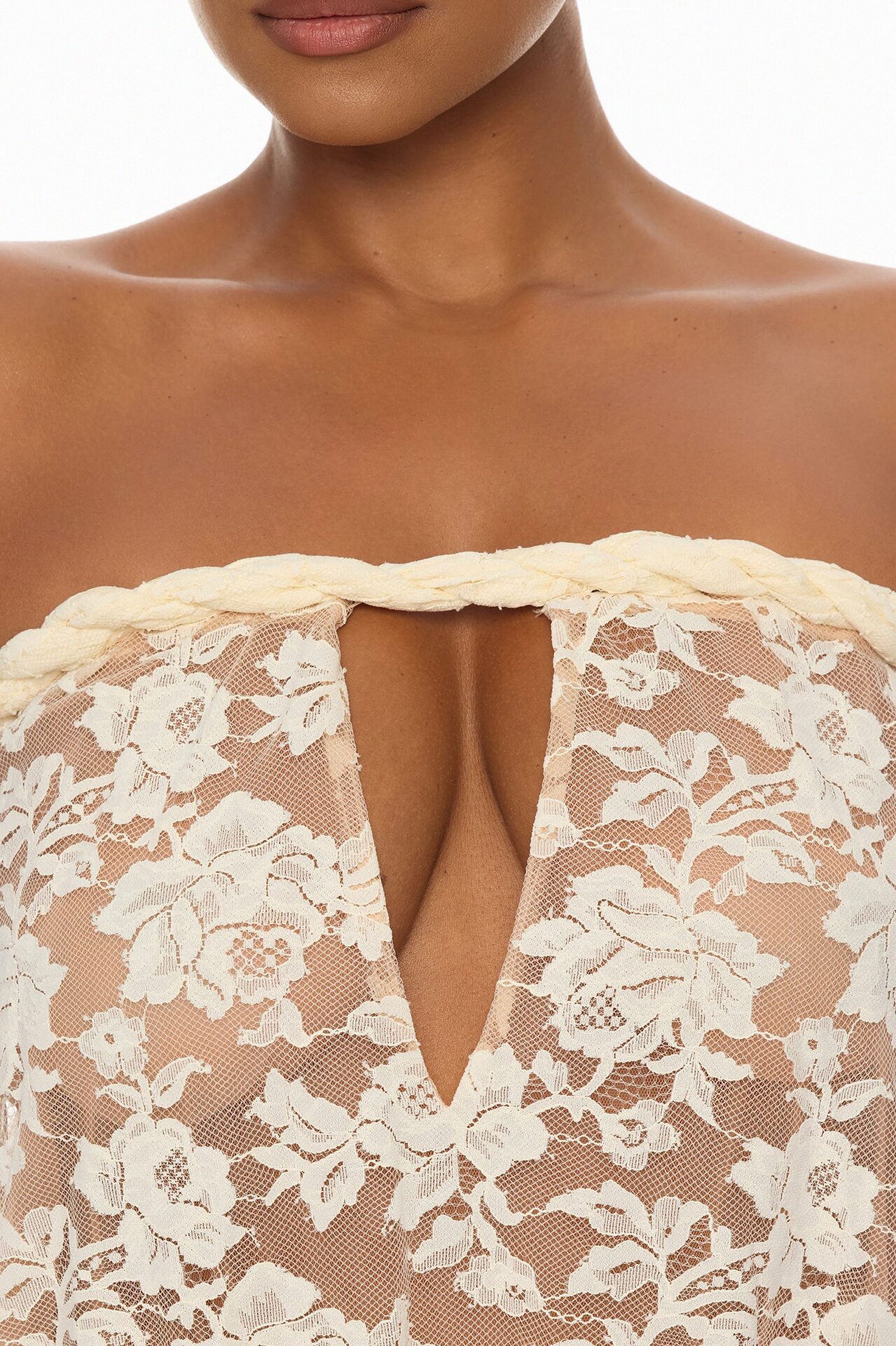Faye Strapless Lace Maxi Dress - Cream