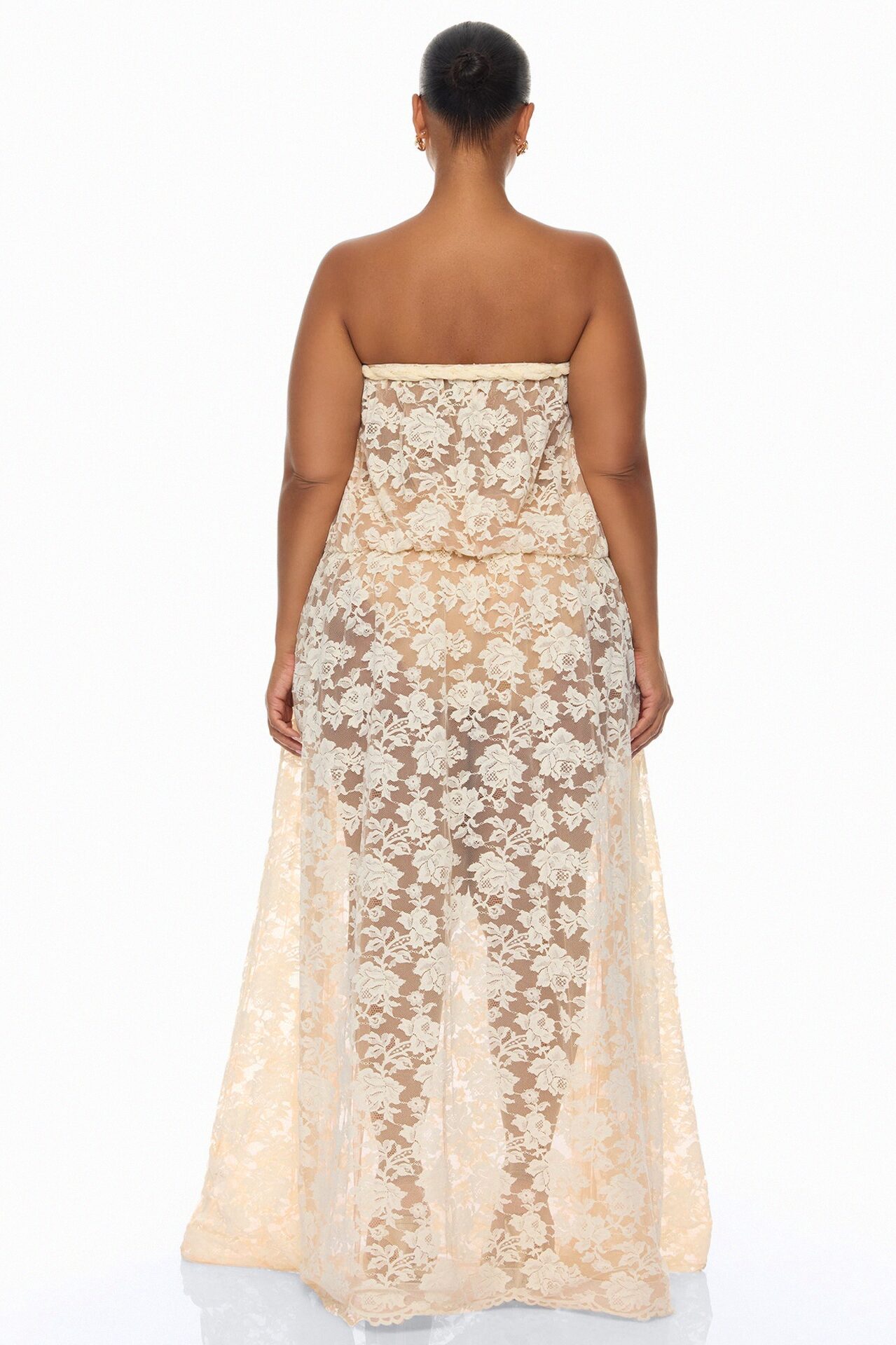 Faye Strapless Lace Maxi Dress - Cream