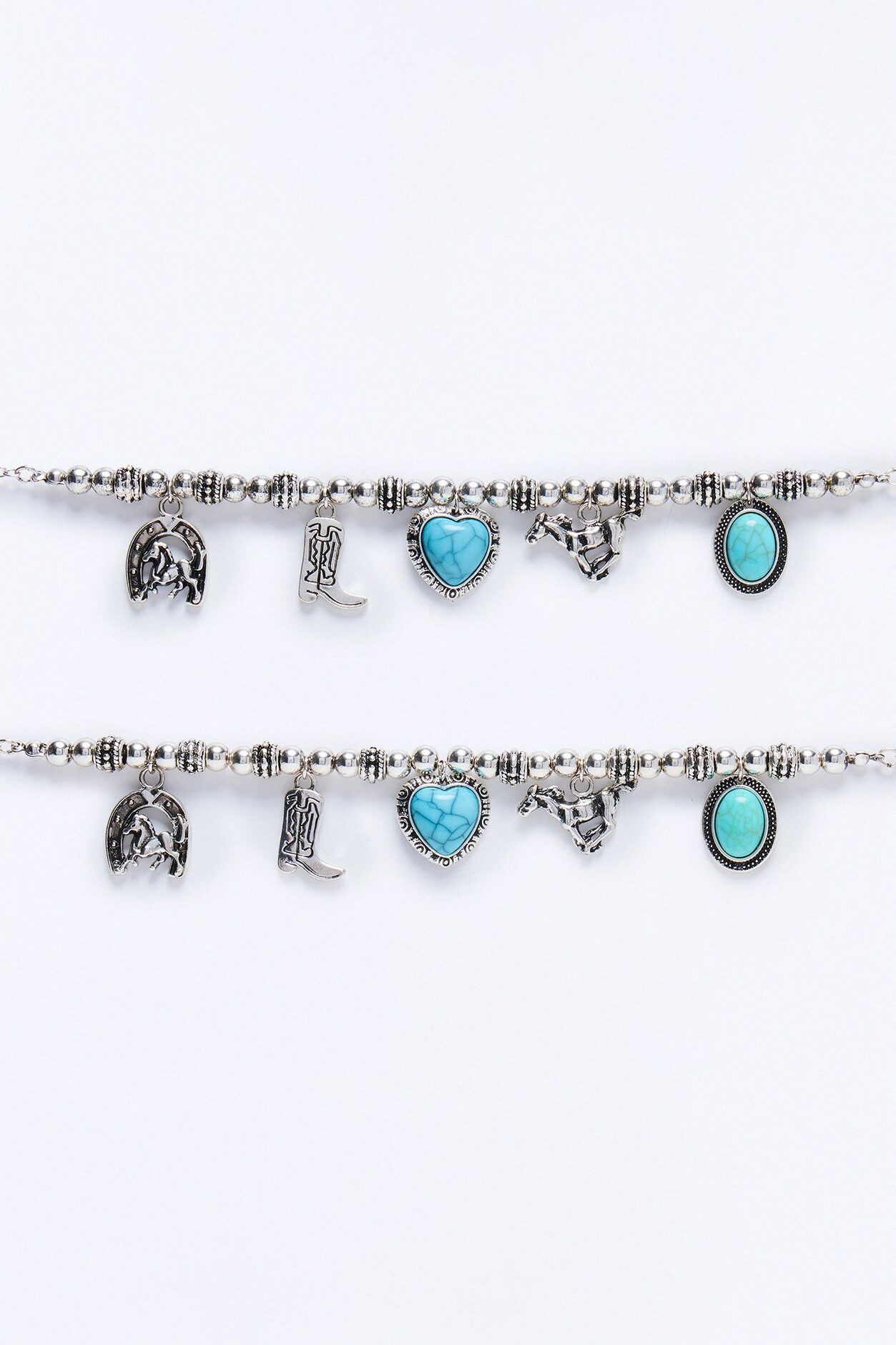 Texas Vibes Jeweled Boot Chain 2 Pack - Silver/Blue