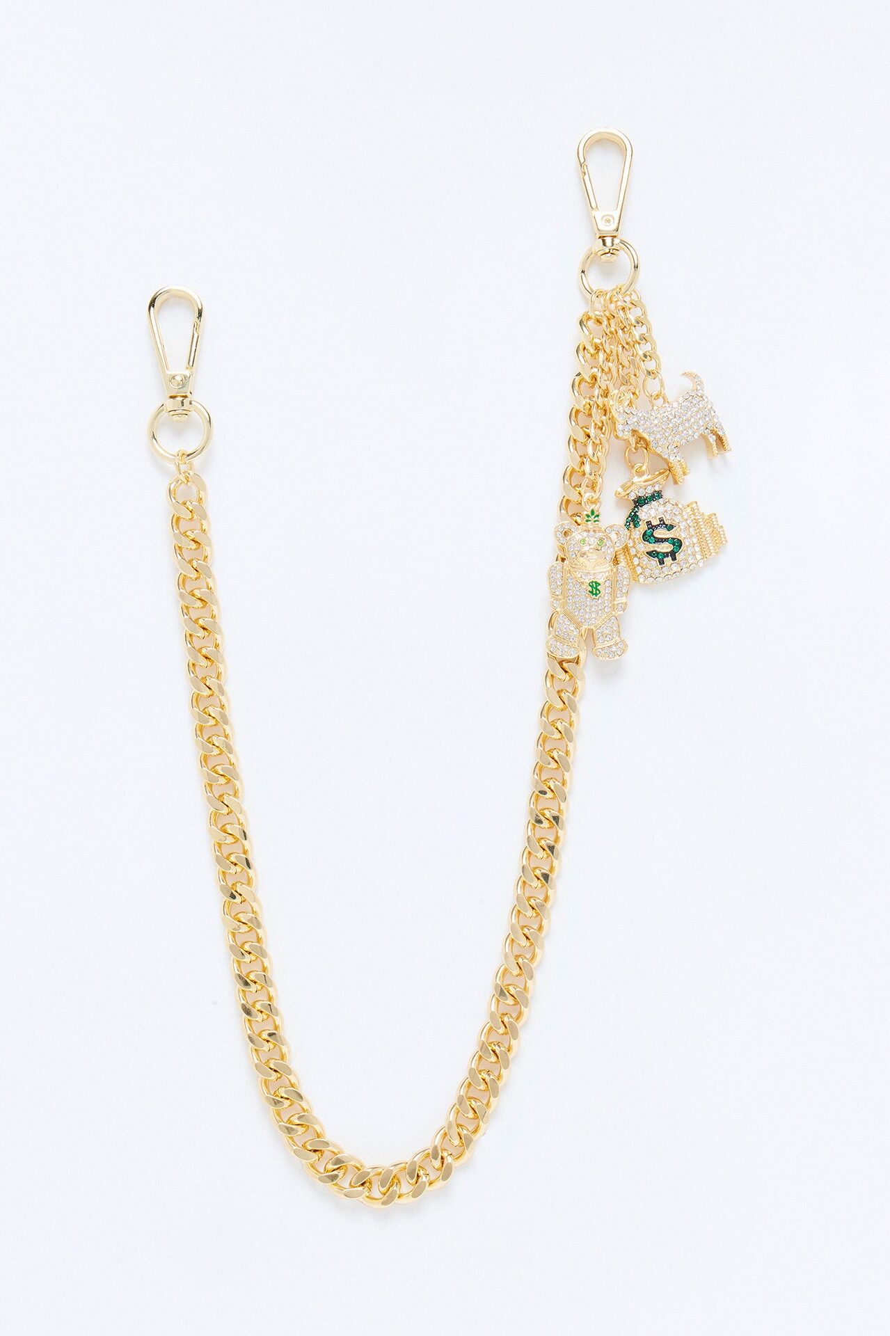 Ambitious Multi Charm Cuban Pant Chain - Gold