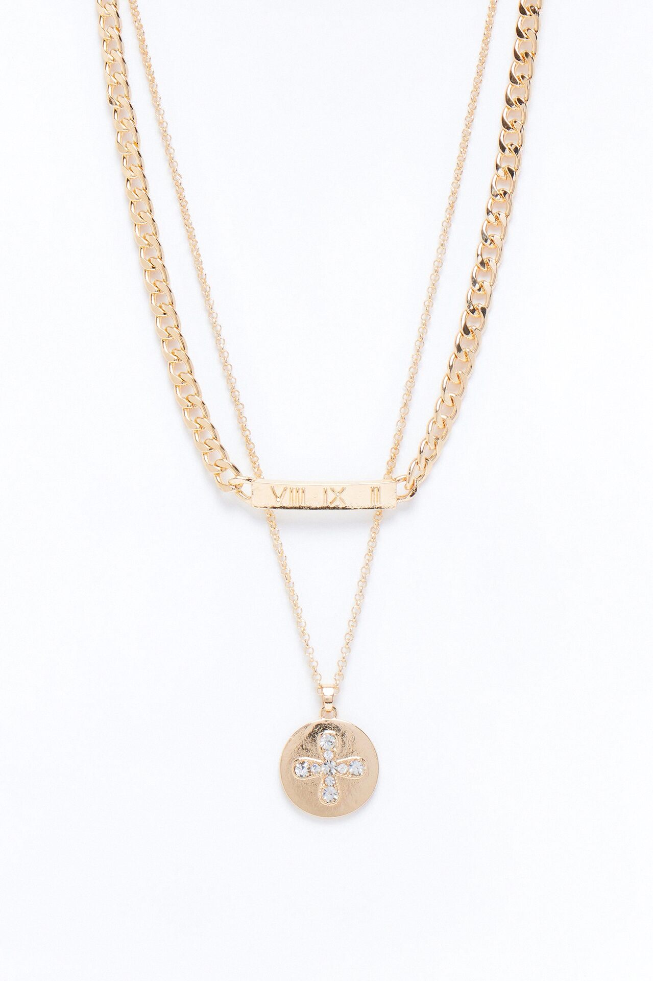 Roman Creed Chain Necklace Set - Gold