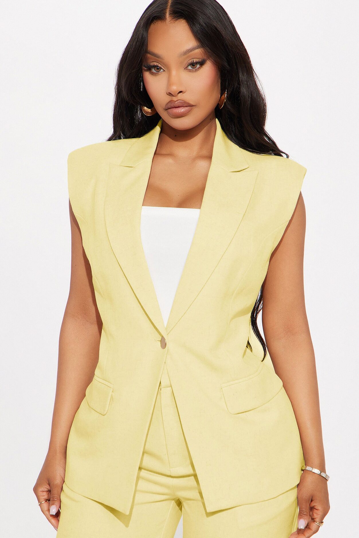 Paloma Linen Vest - Yellow