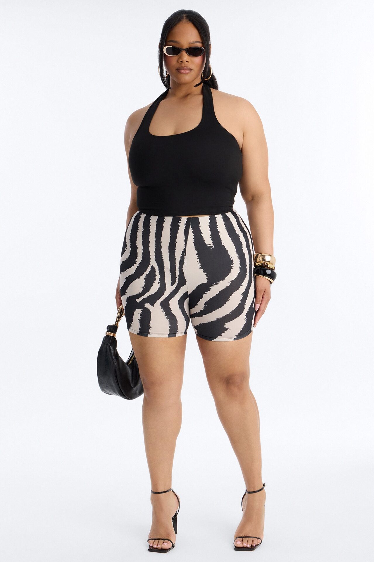 Effie Zebra Print Biker Short - Black/combo