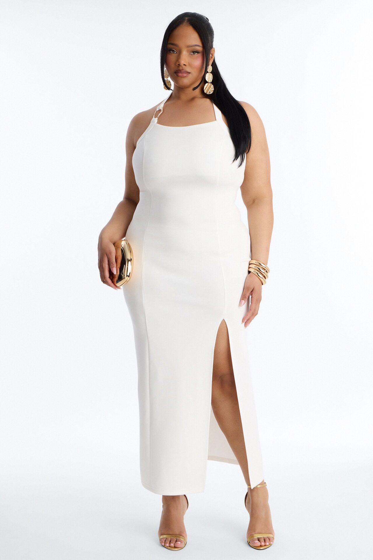 Jezabell Halter Maxi Dress - White