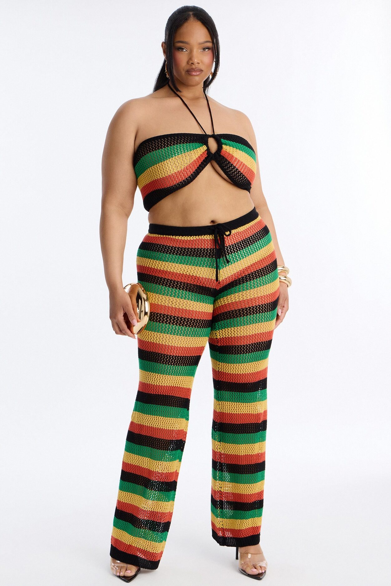 Tana Crochet Halter Pant Set - Multi Color