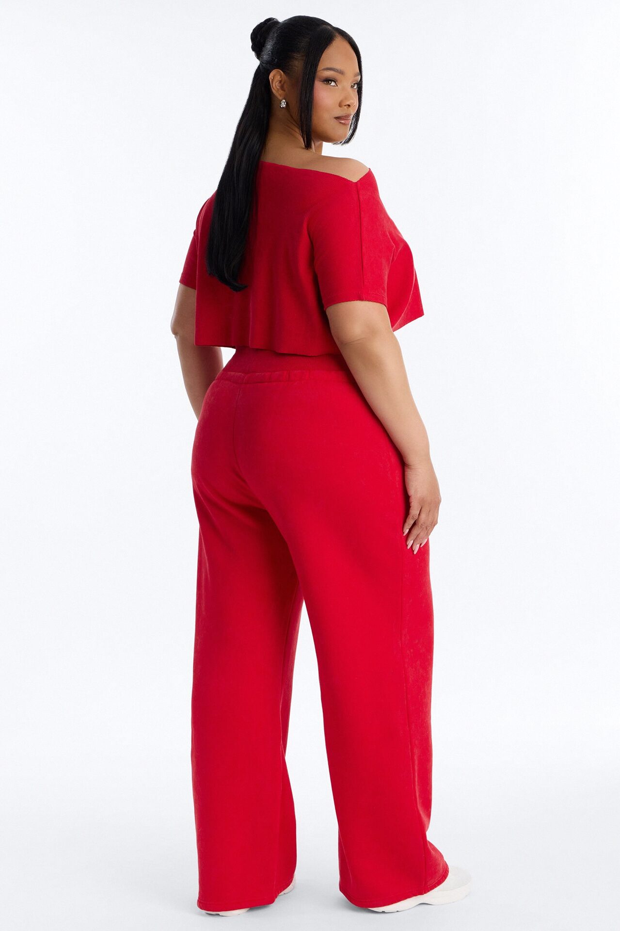 Mila Off Shoulder Top And Sweatpant Set - Red