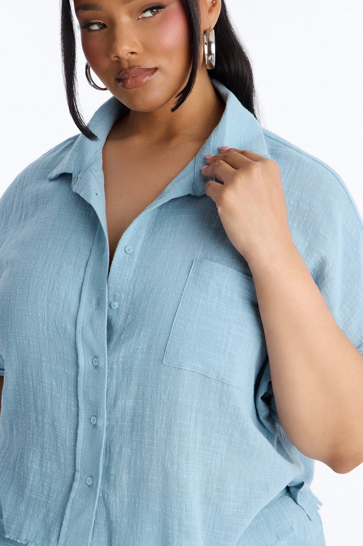 Easy Breezy Linen Short Set - Light Blue