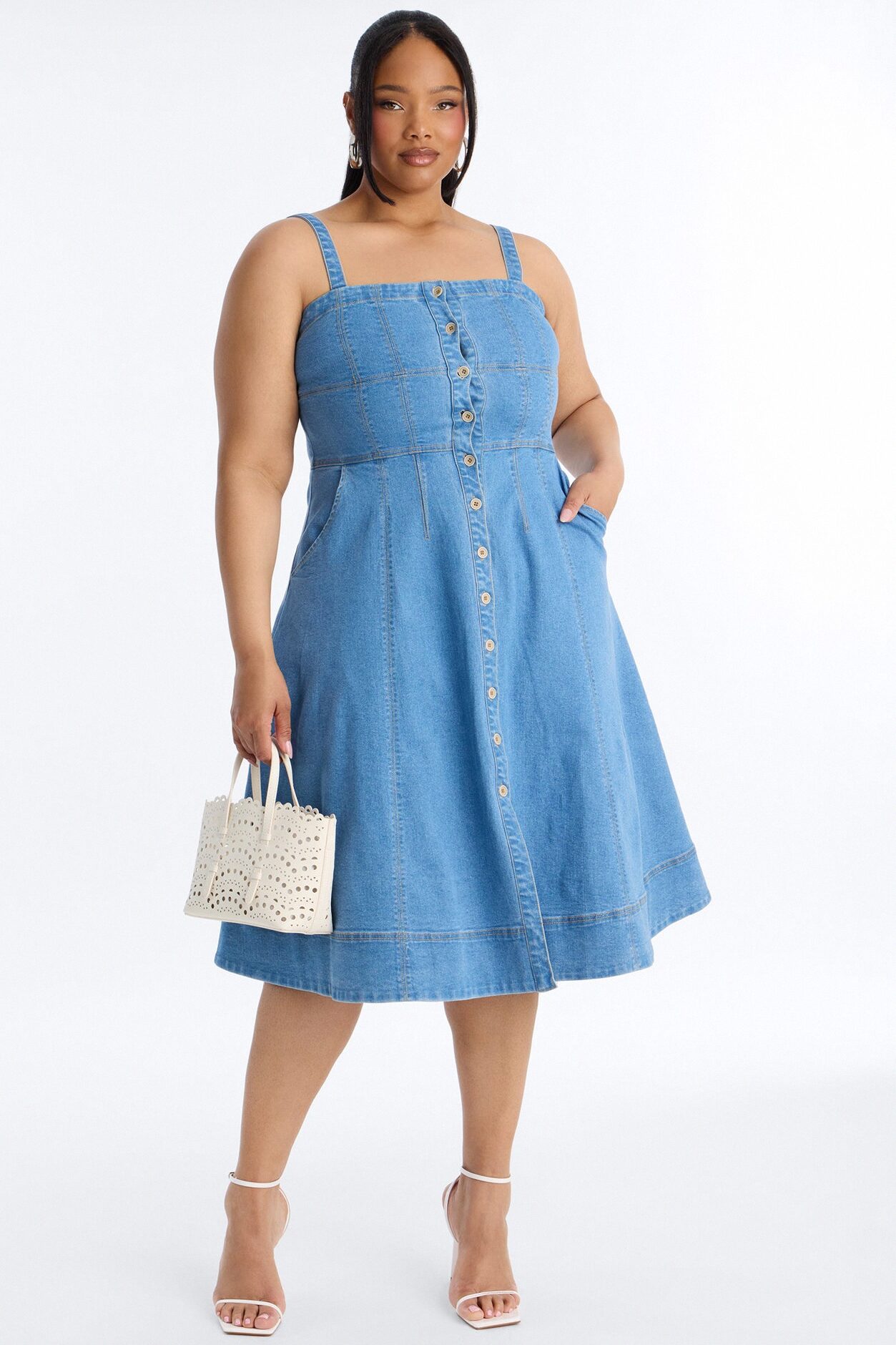 Romi Denim Midi Dress - Light Wash