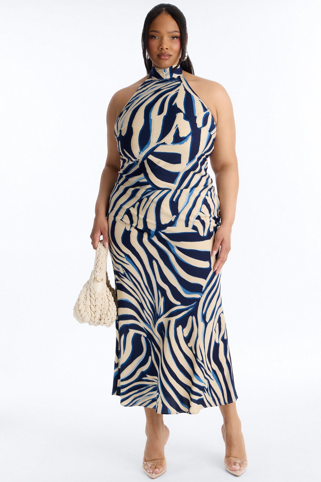 Gigi Halter Chiffon Maxi Dress - Blue/combo