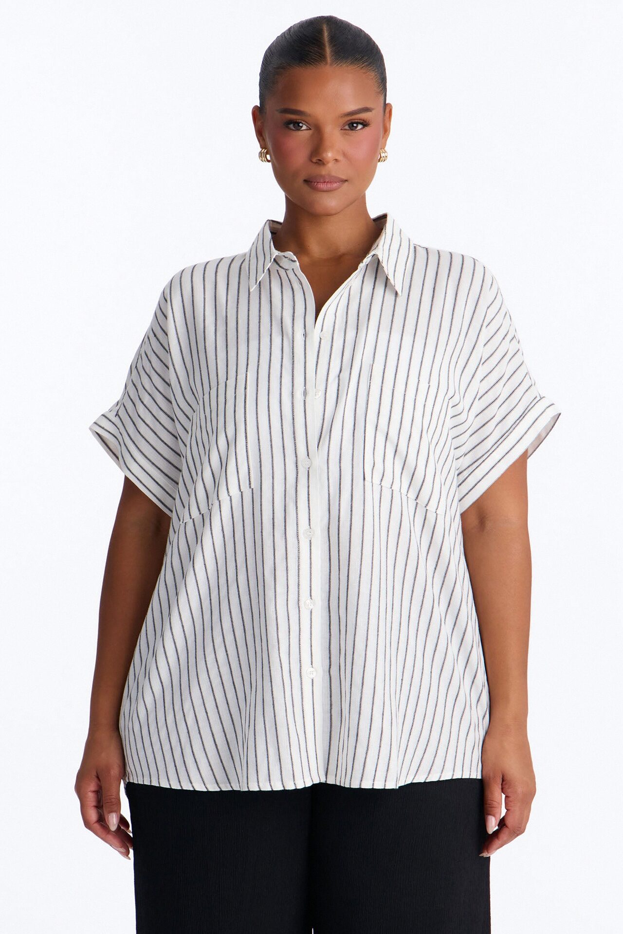 Soft Like Sunday Striped Linen Shirt - Black/combo