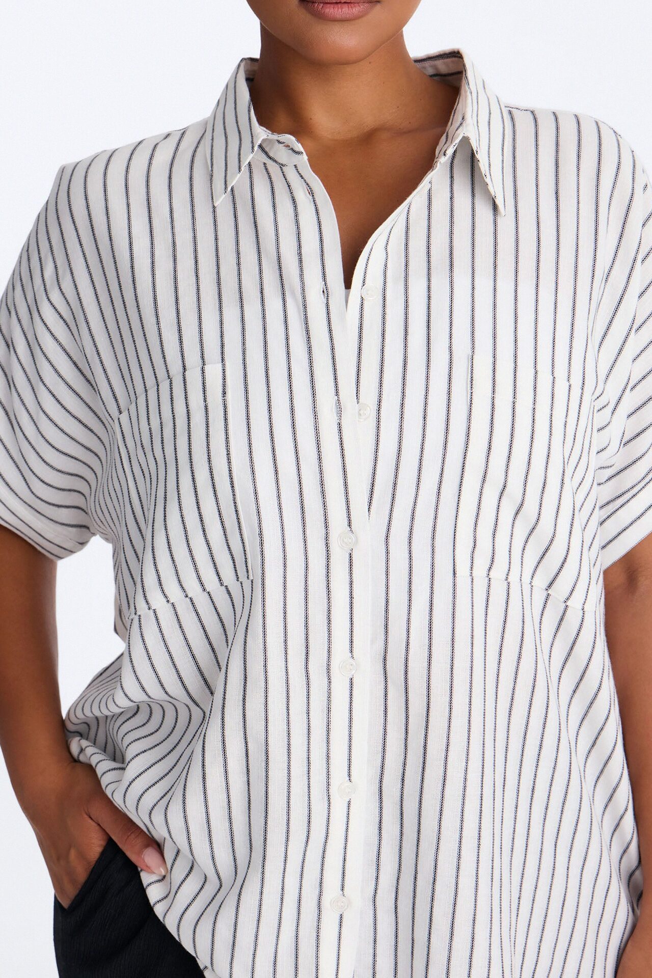 Soft Like Sunday Striped Linen Shirt - Black/combo