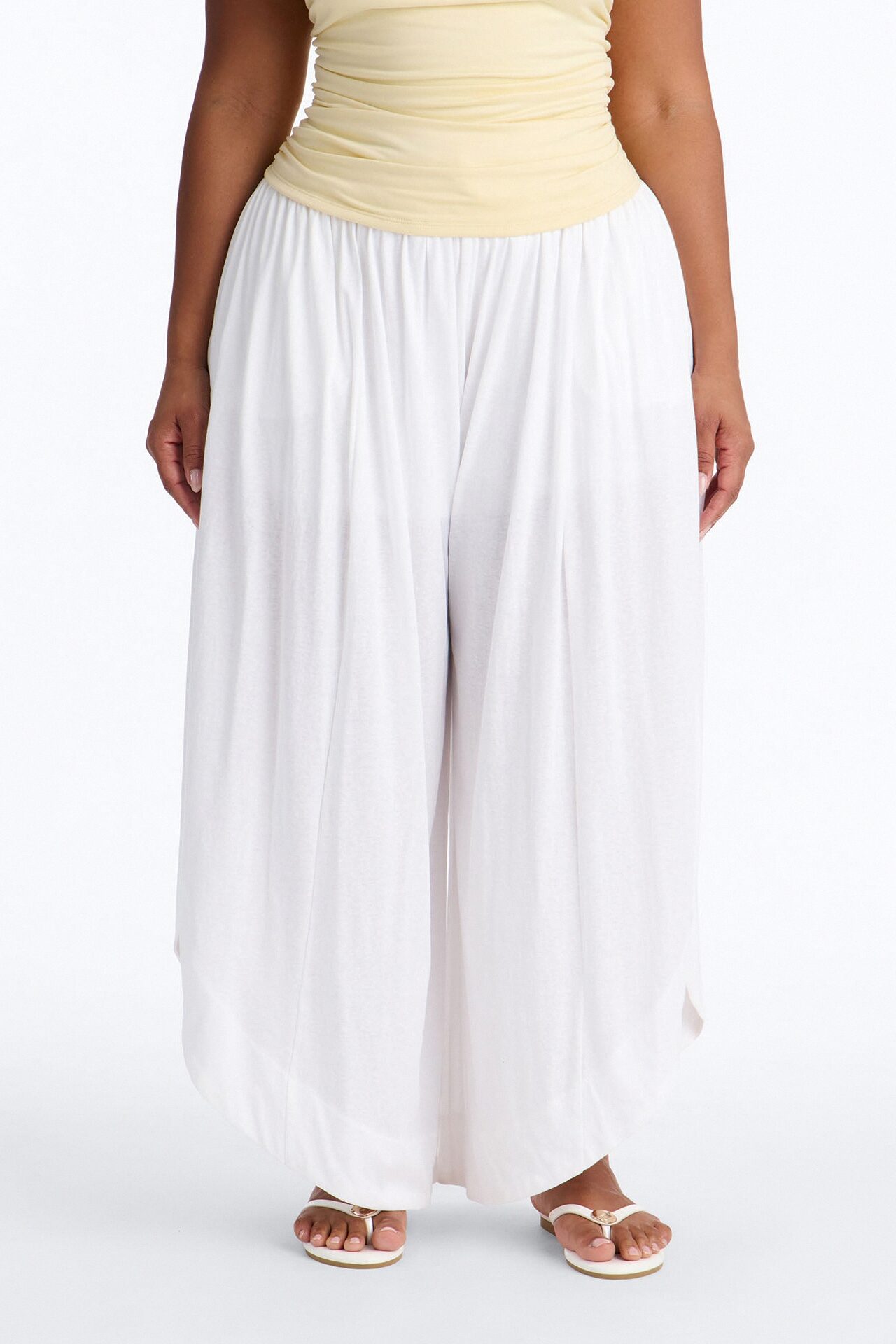 Opal Mid Rise Wide Leg Cropped Pant - White