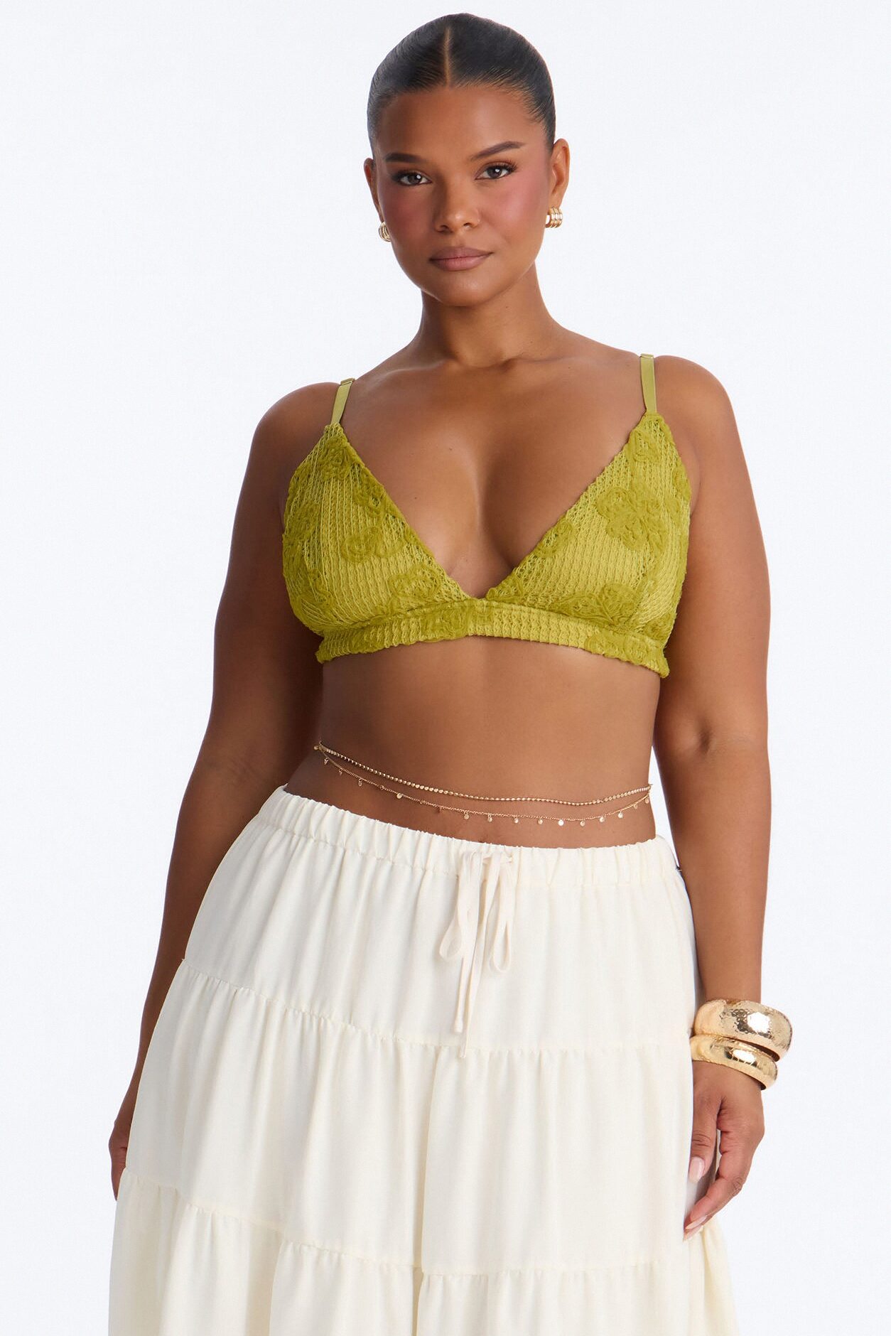 Selena Crochet Bralette Tank Top - Chartreuse