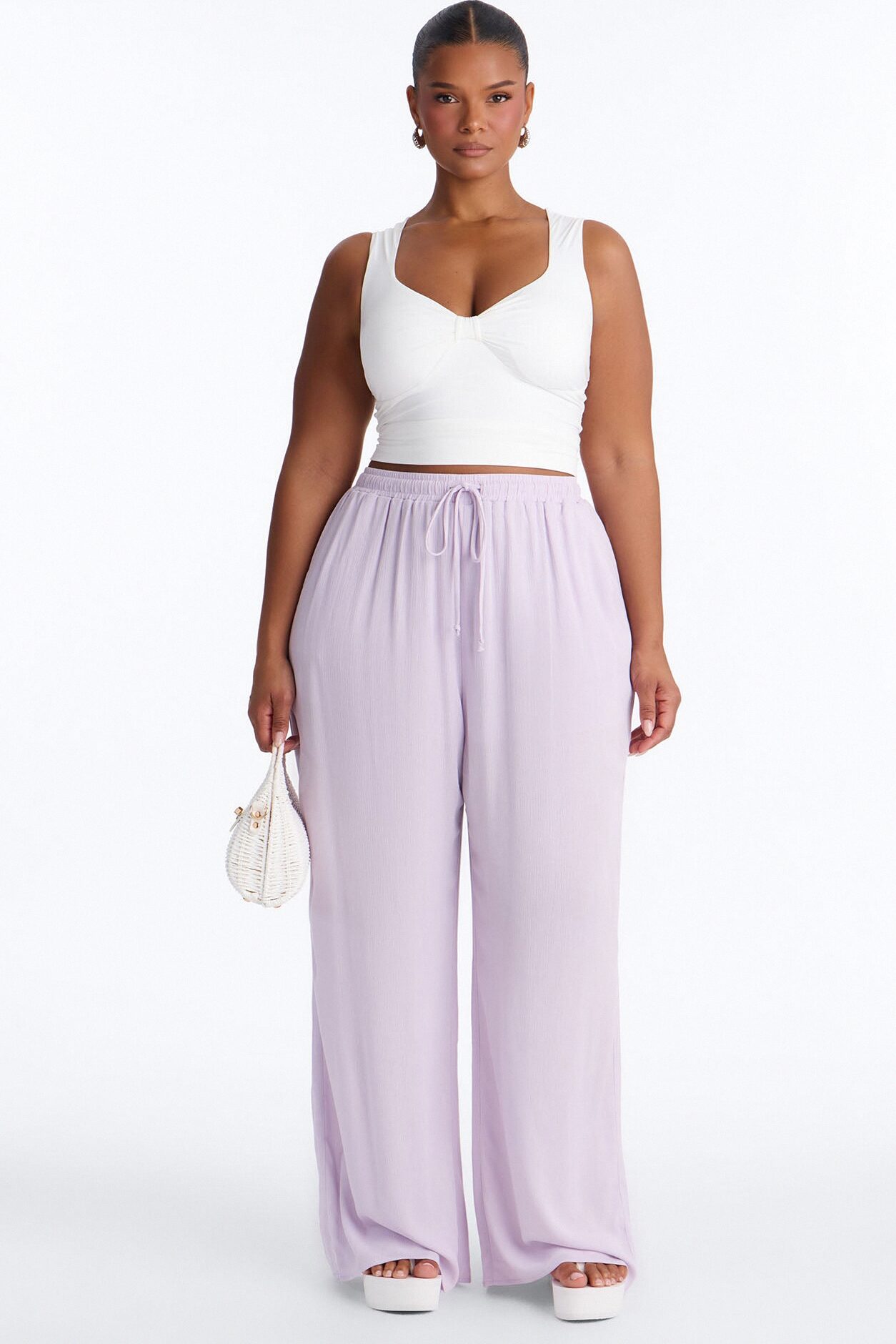 In Cannes For The Summer Wide Leg Gauze Pant - Lavender