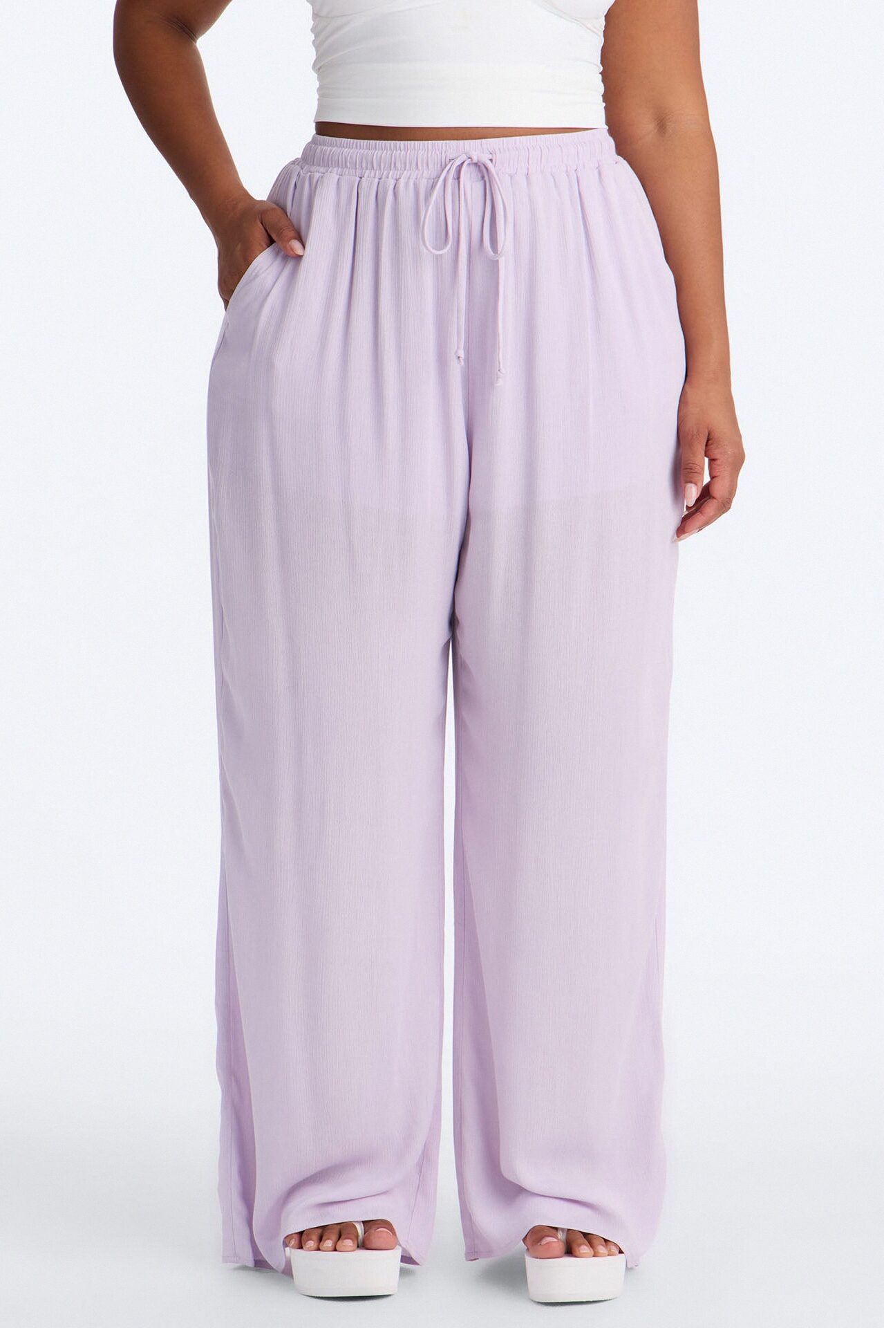 In Cannes For The Summer Wide Leg Gauze Pant - Lavender