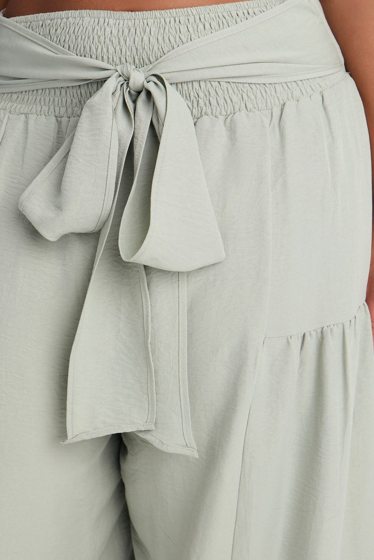 Tatiana Tiered Wide Leg Tie Waist Pant - Sage