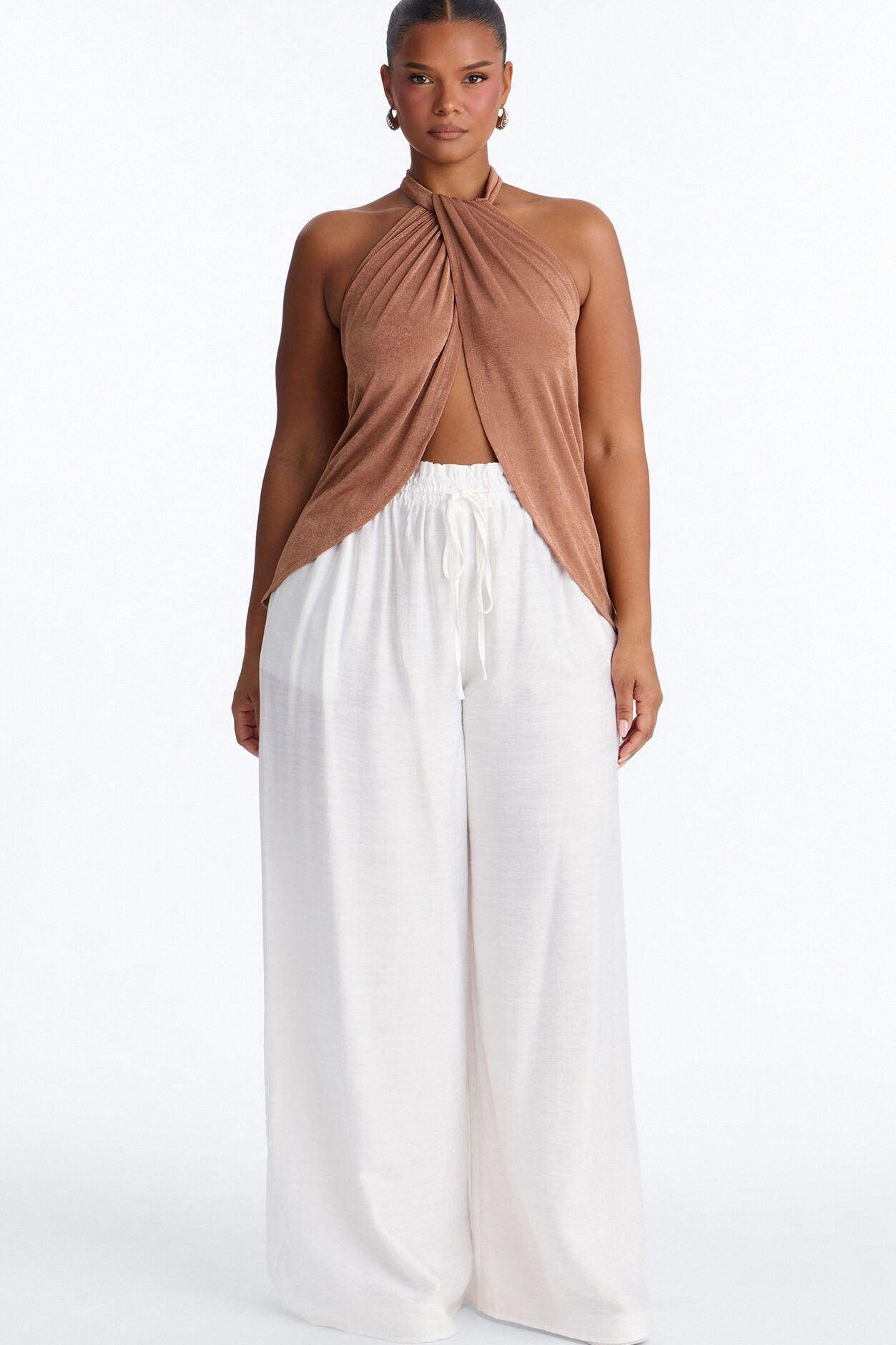 Lainey High Rise Wide Leg Pant 33″ - White