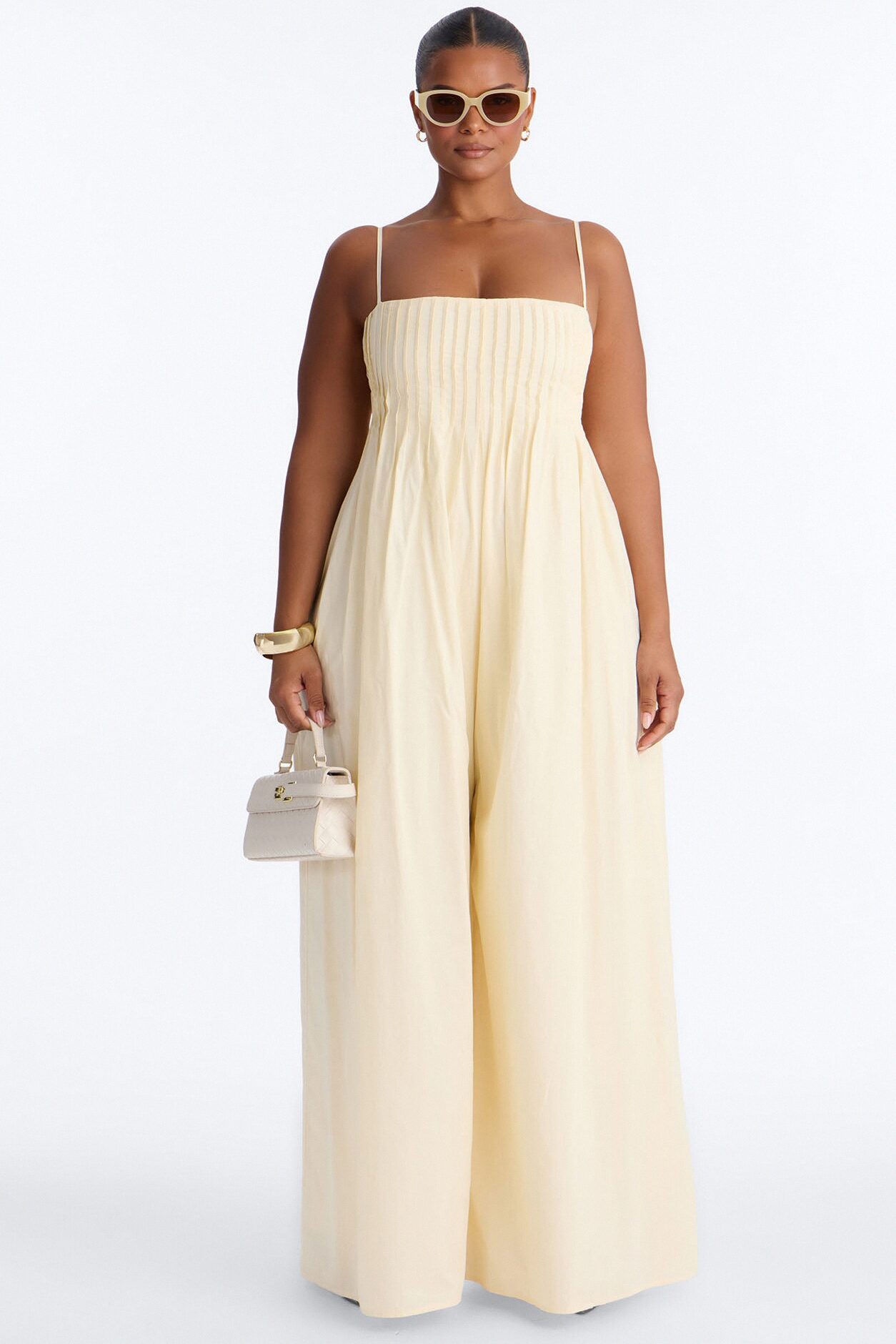 Tate Poplin Wide Leg Jumpsuit - Yellow