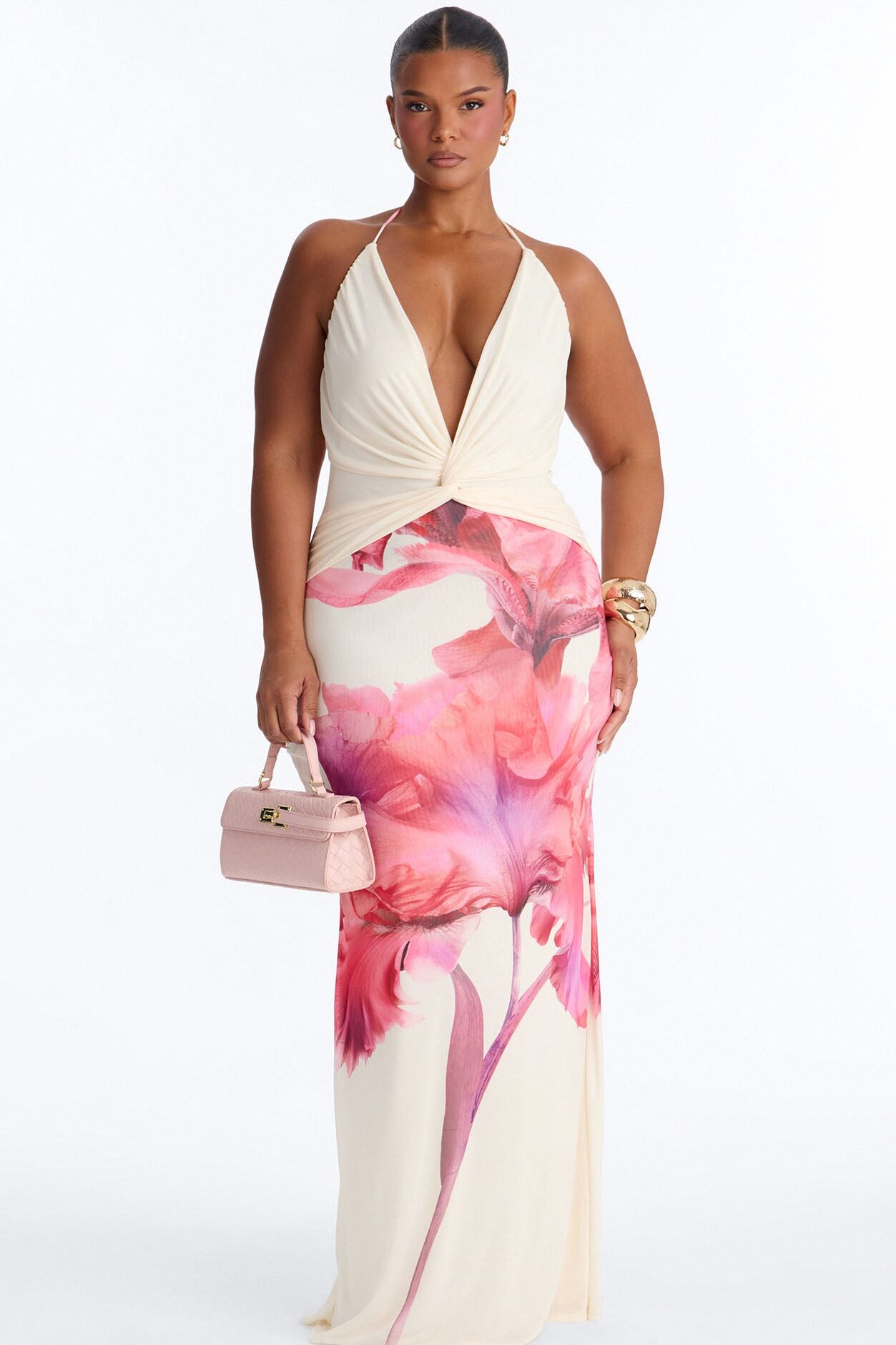 Iyla Floral Mesh Maxi Dress - Pink/combo
