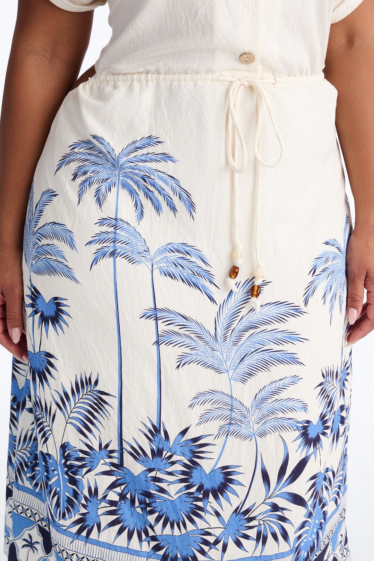 Kalani Shirt Midi Dress - White/Blue