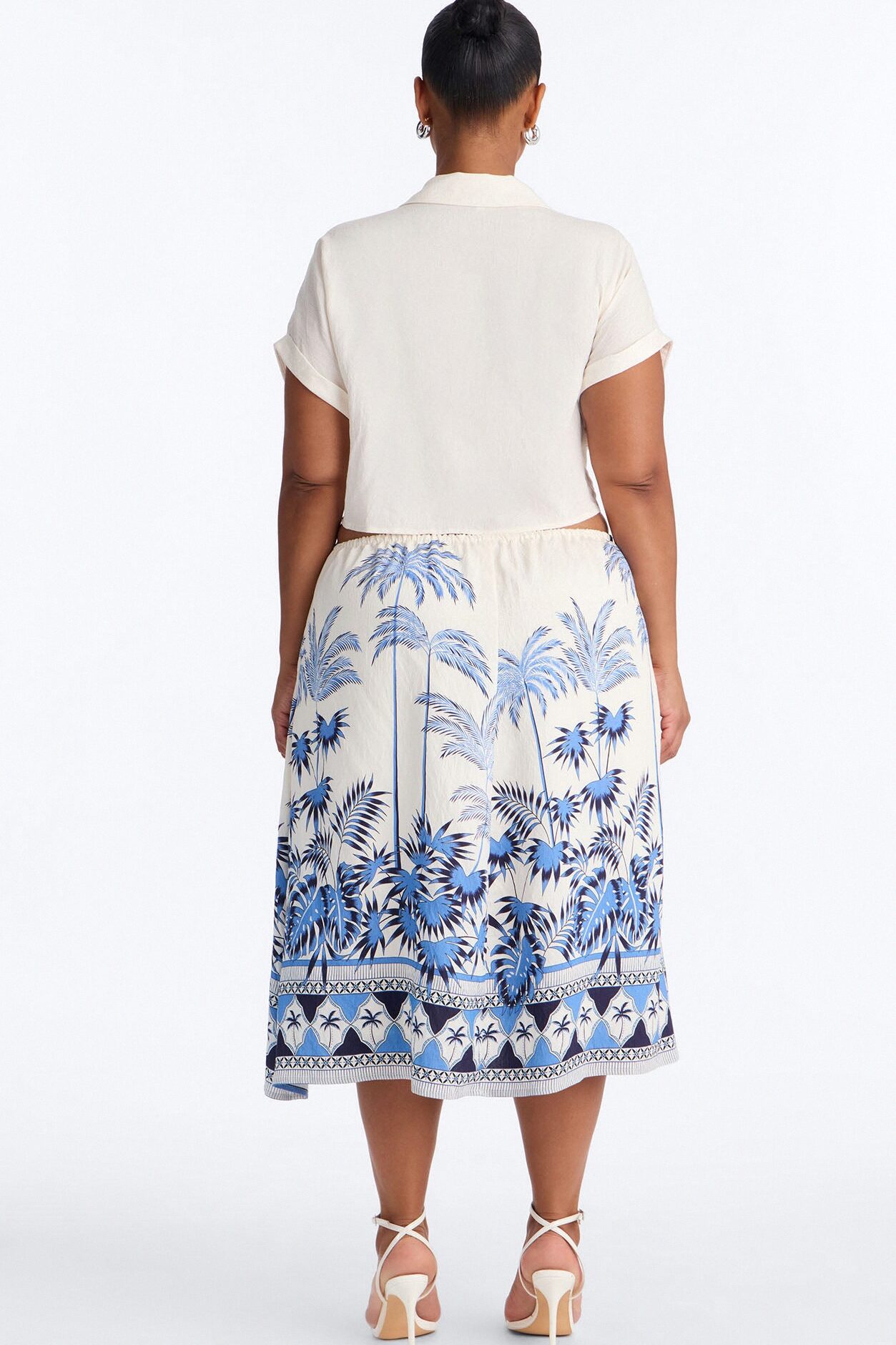 Kalani Shirt Midi Dress - White/Blue