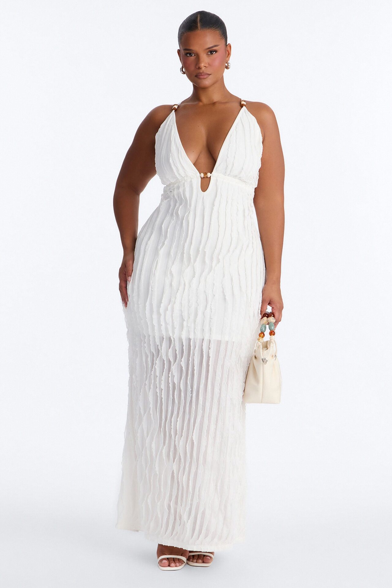 Like No Other Textured Maxi Dress - White