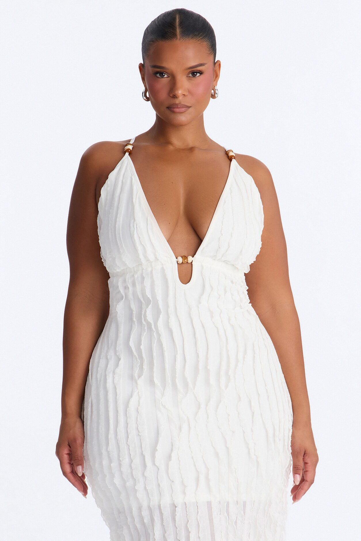 Like No Other Textured Maxi Dress - White
