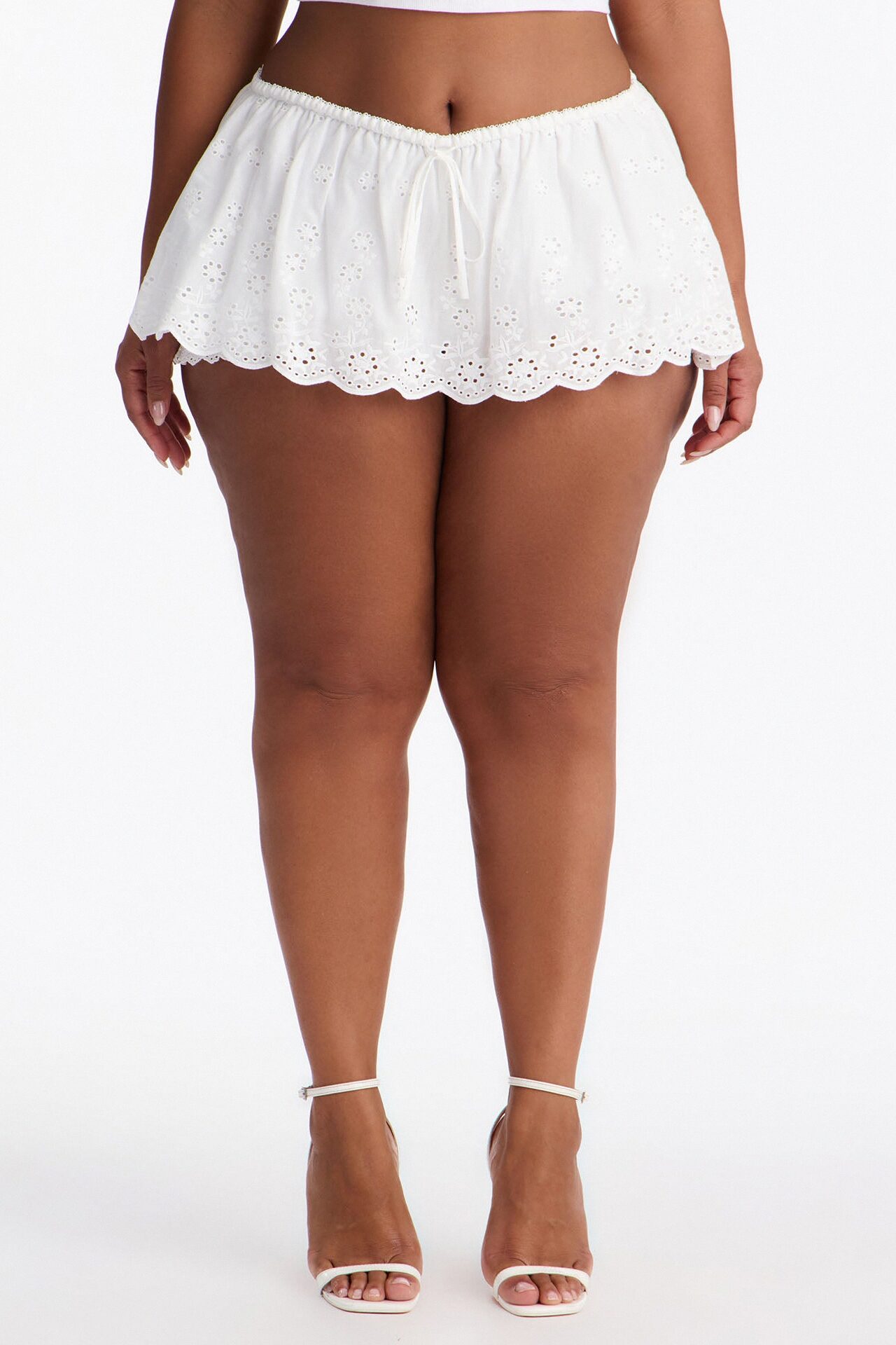 Kenzie Eyelet Peekaboo Bloomer Micro Mini Skort - White