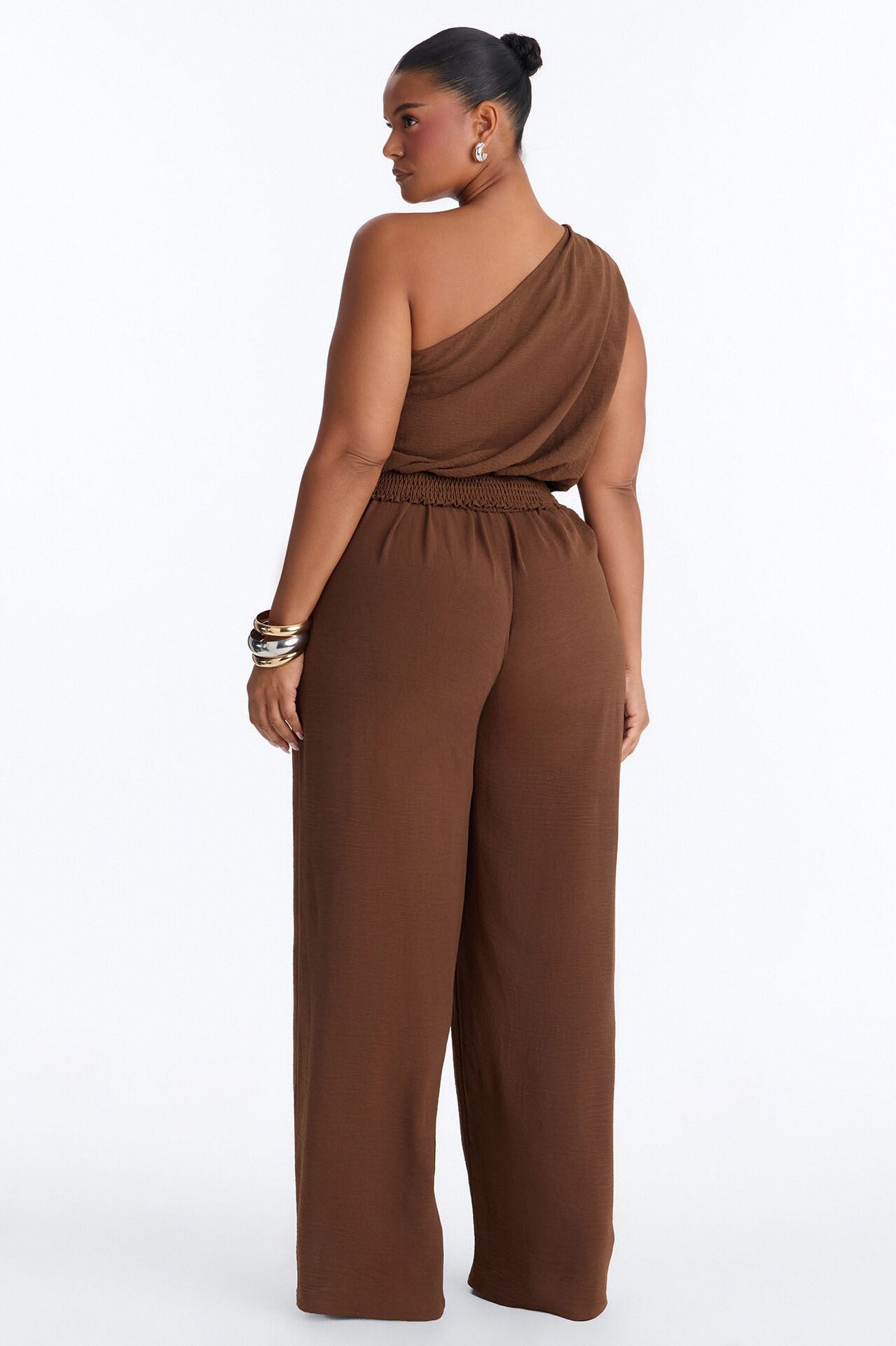 Maeve One Shoulder Pant Set - Brown