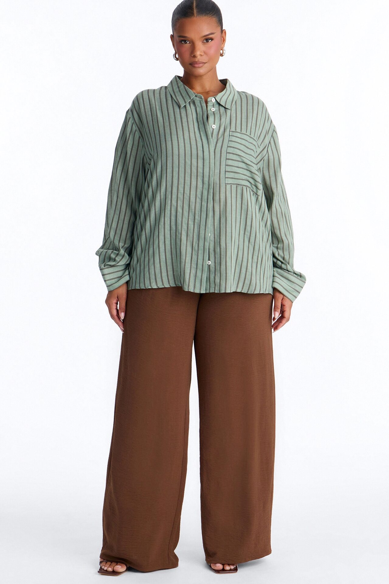 Wishing For It Striped Linen Shirt - Green/combo