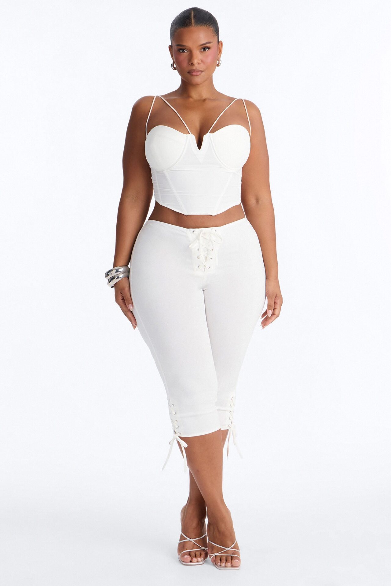 Inara Mid Rise Skinny Capri Pant - White