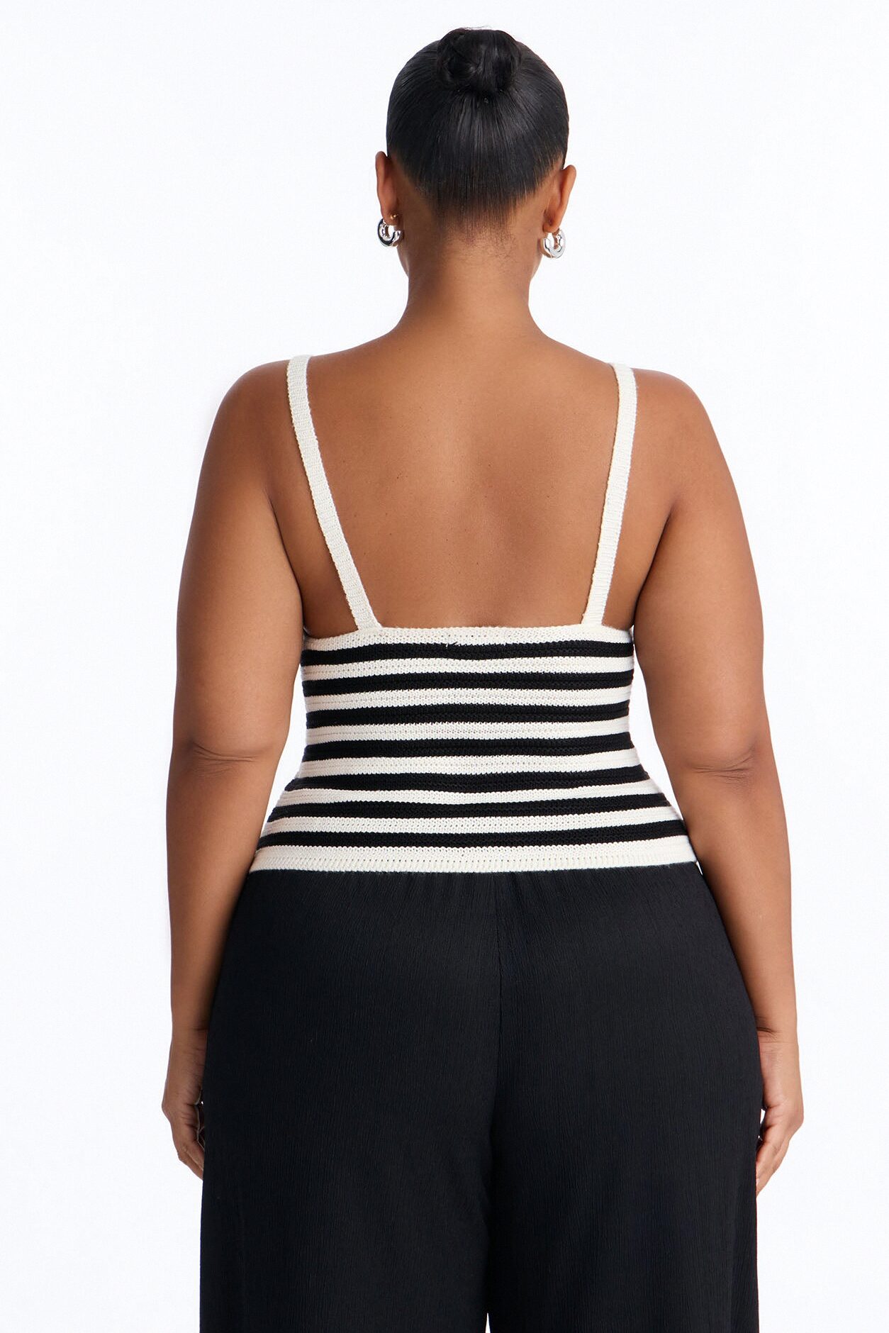Lola Striped Crochet Top - Black/combo