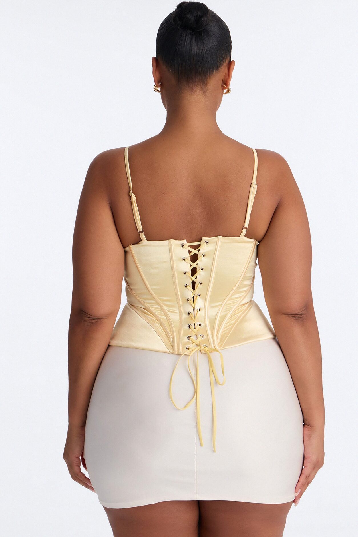 You Have My Heart Lace Up Satin Corset - Butter Yellow