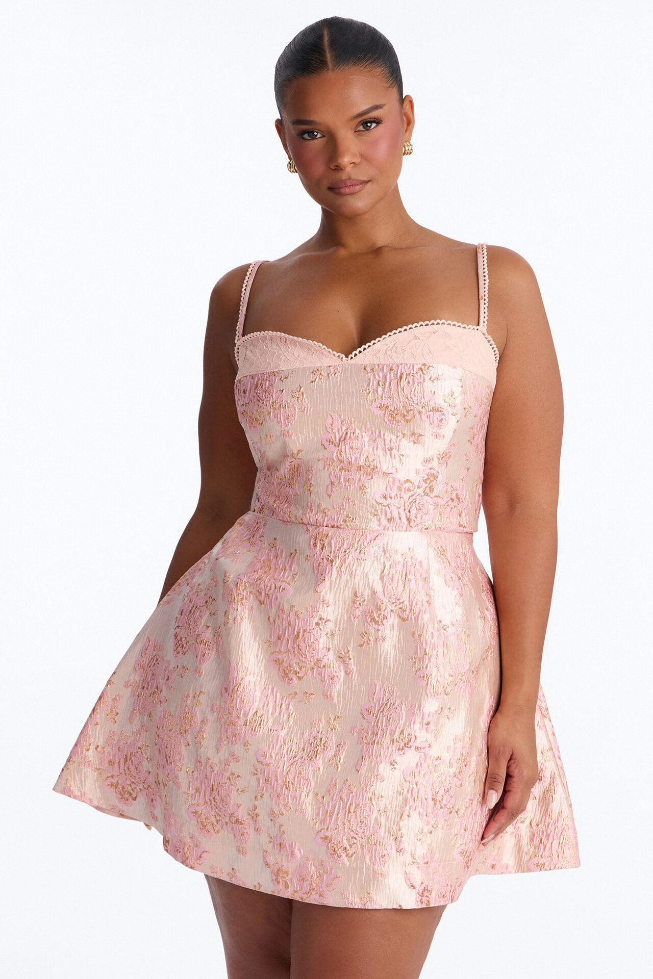 Sugar And Spice Jacquard Mini Dress - Pink