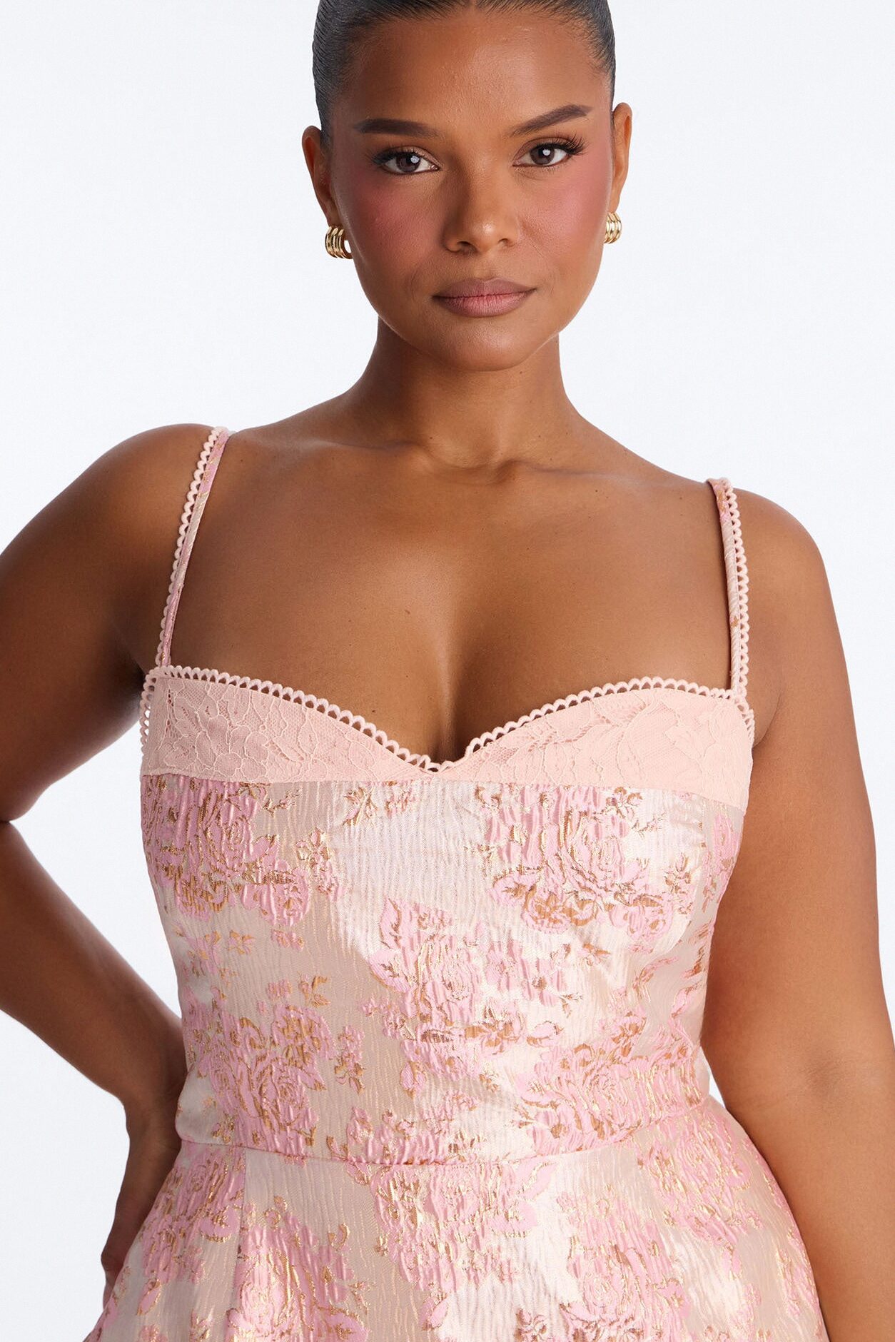 Sugar And Spice Jacquard Mini Dress - Pink