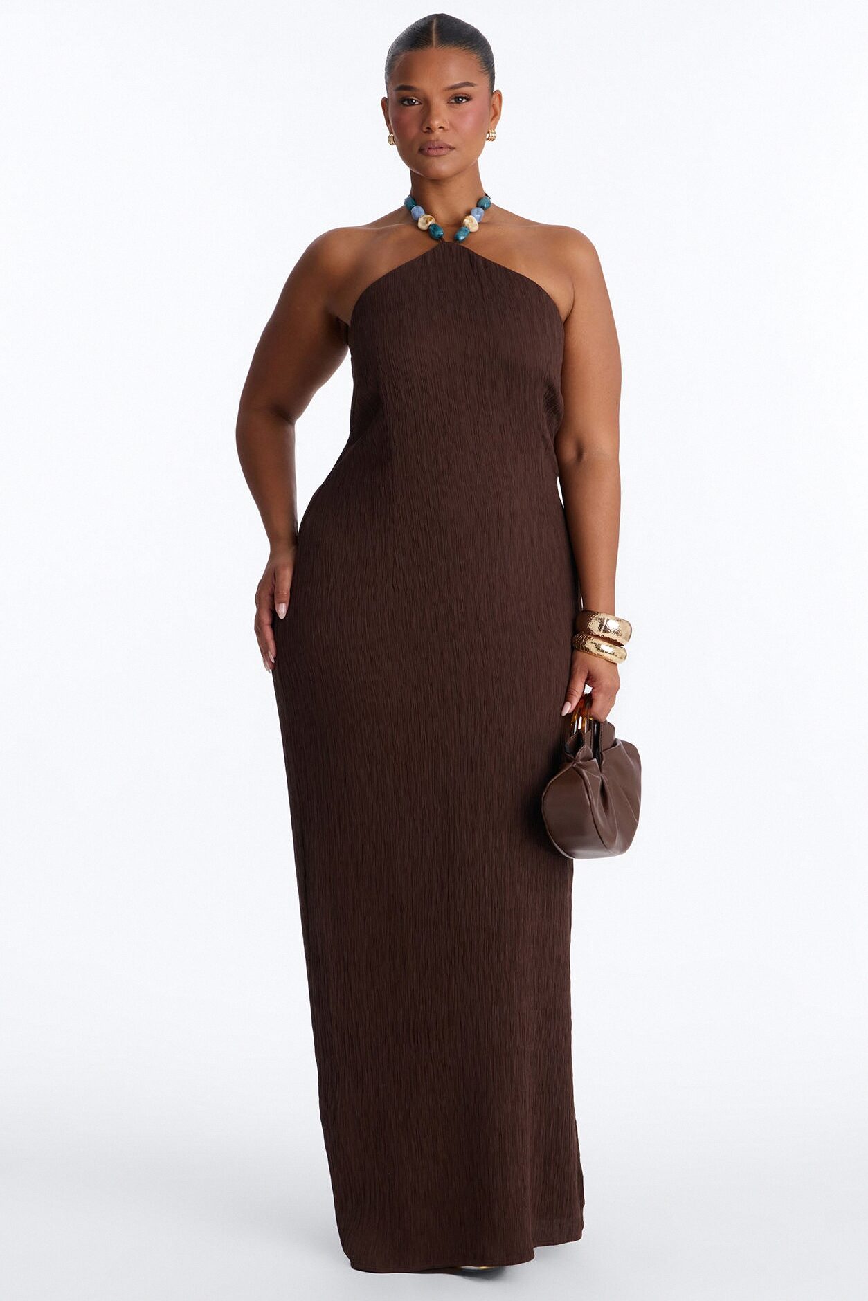 Rylee Halter Maxi Dress - Chocolate