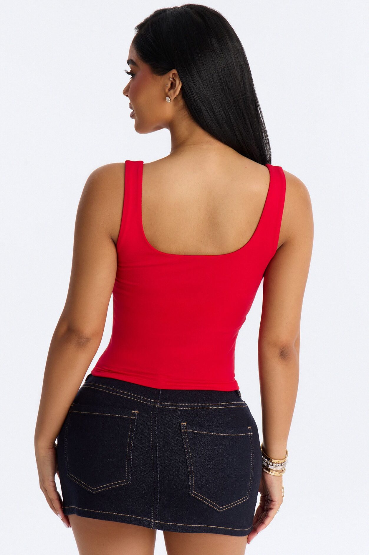 Everyday Double Lined Basic Tank Top - Red