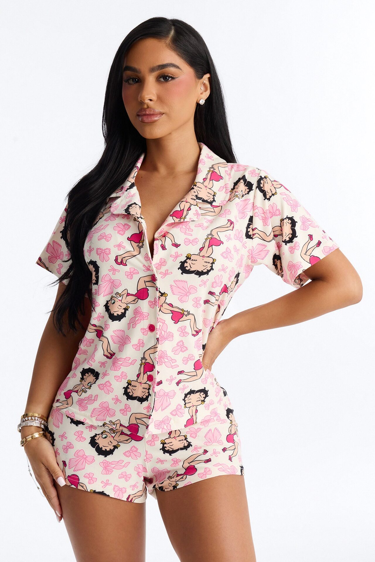 Betty Boop & Bows PJ Short Set - Pink/combo