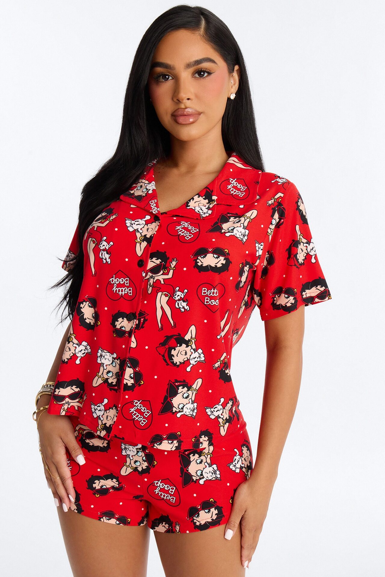 Betty Boop's Pup PJ Short Set - Red/combo