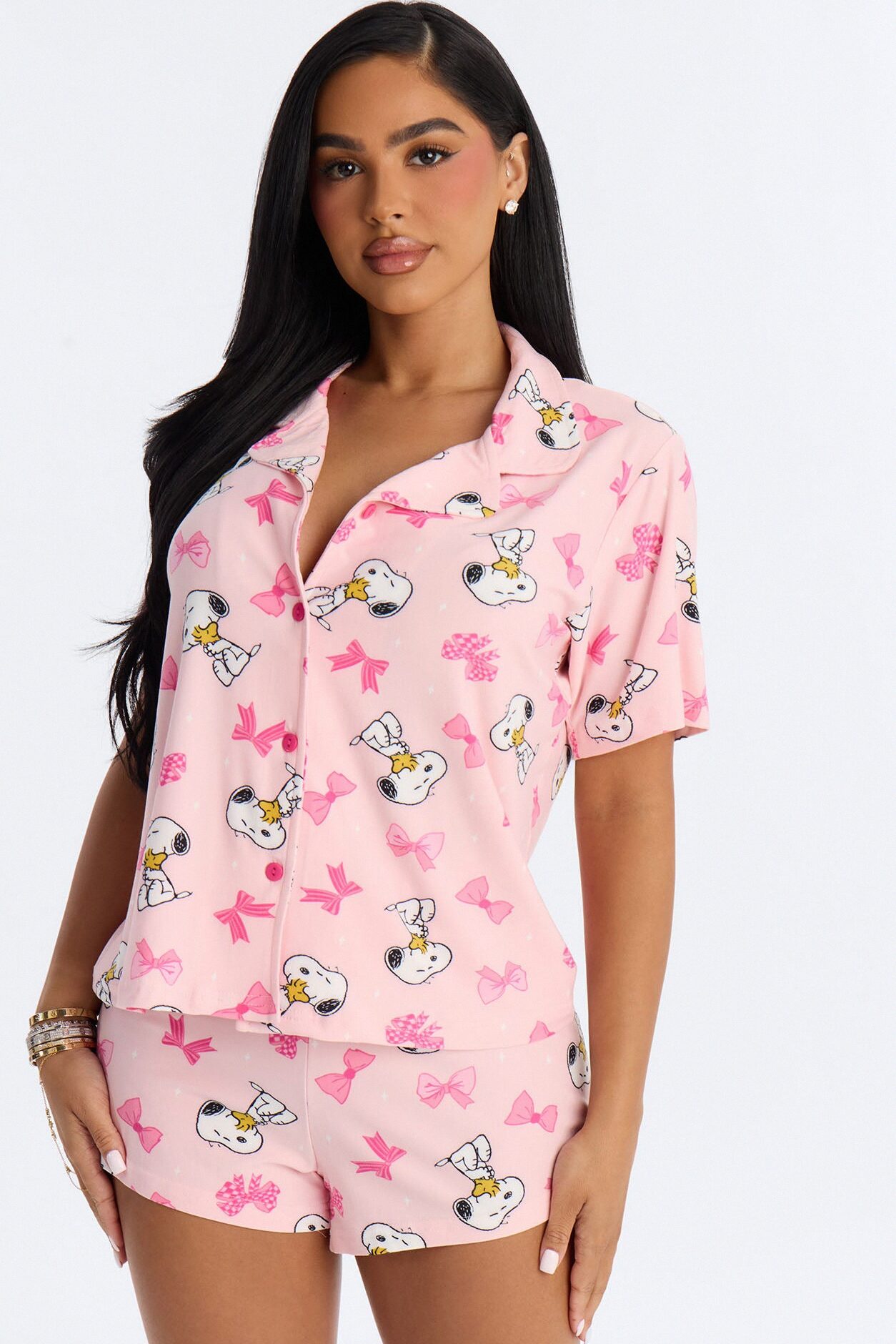 Peanuts Bows & Sparkles PJ Short Set - Pink/combo